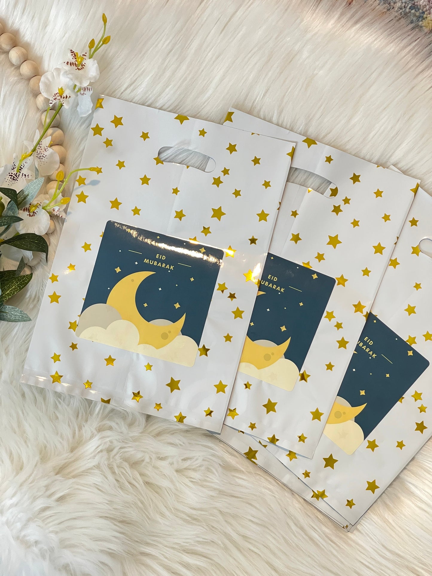 Eid Mubarak Goodie Bags Easy set of 8 Pack 10x7 Inches Eid favor bags