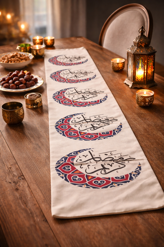 Ramadan table runner, Islamic decor, festive table setting, Ramadan decorations, iftar table decor, suhoor essentials, Ramadan home decor