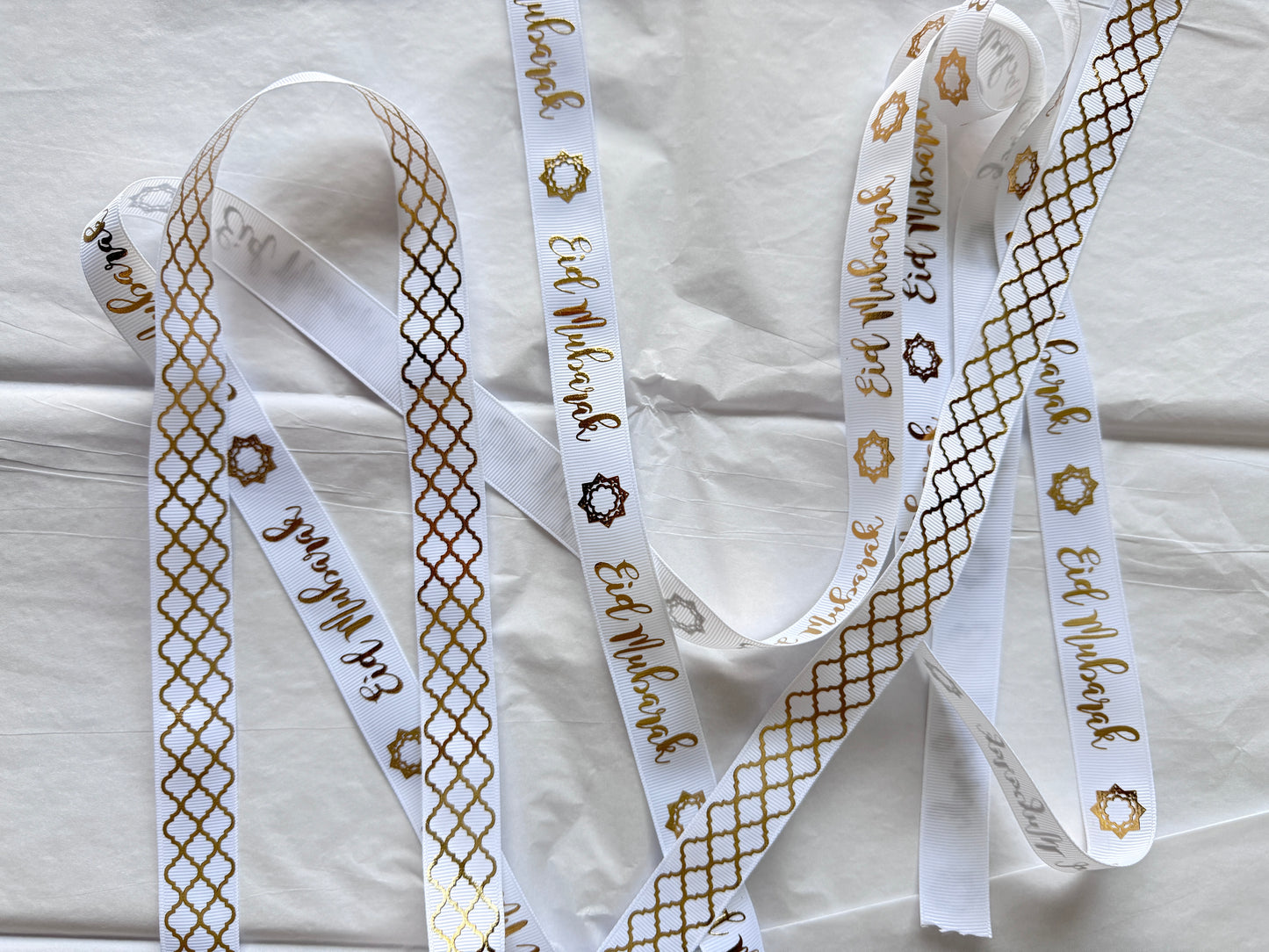 Eid Mubarak ribbon, Eid Mubarak ribbon, eid Mubarak gift ribbon, eid gifts, eid gift wrap ribbon - A SET