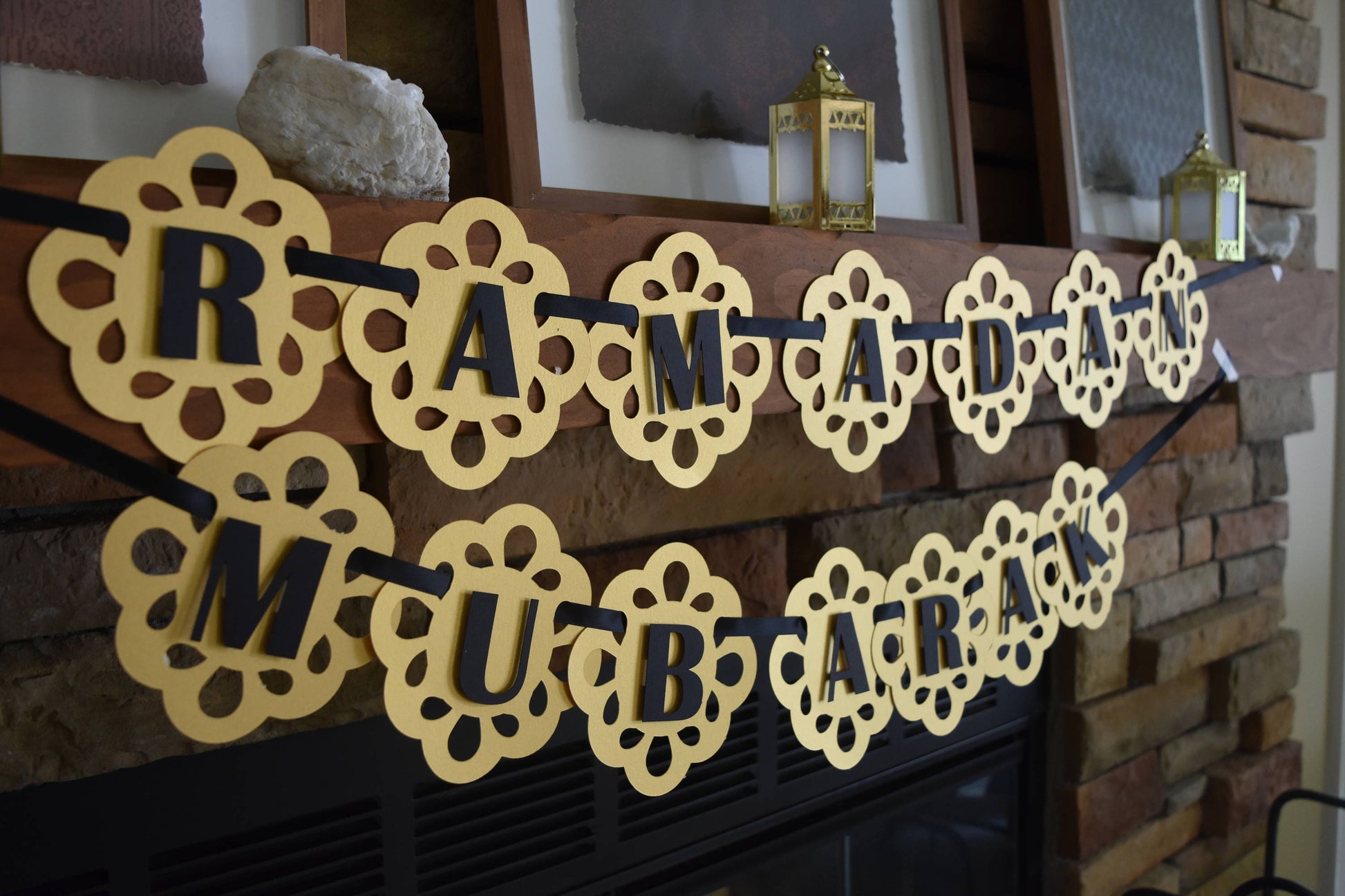 Ramadan / Eid banner, Ramadan mubarak banner black and gold Ramadan banner Eid Mubarak banner Eid banner Ramadan decoration