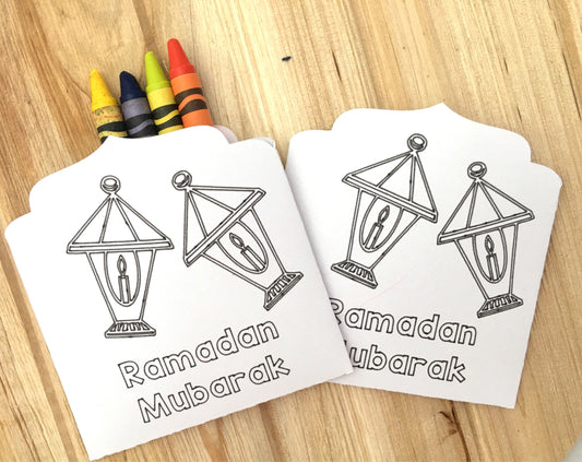 Ramadan mubarak coloring activity - Ramadan kid's table crayon holder - ramadan kids