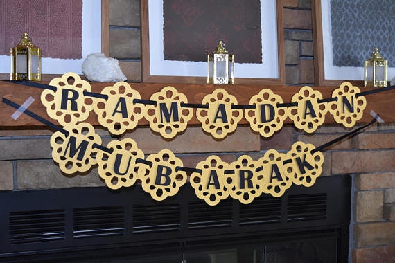 Ramadan / Eid banner, Ramadan mubarak banner black and gold Ramadan banner Eid Mubarak banner Eid banner Ramadan decoration