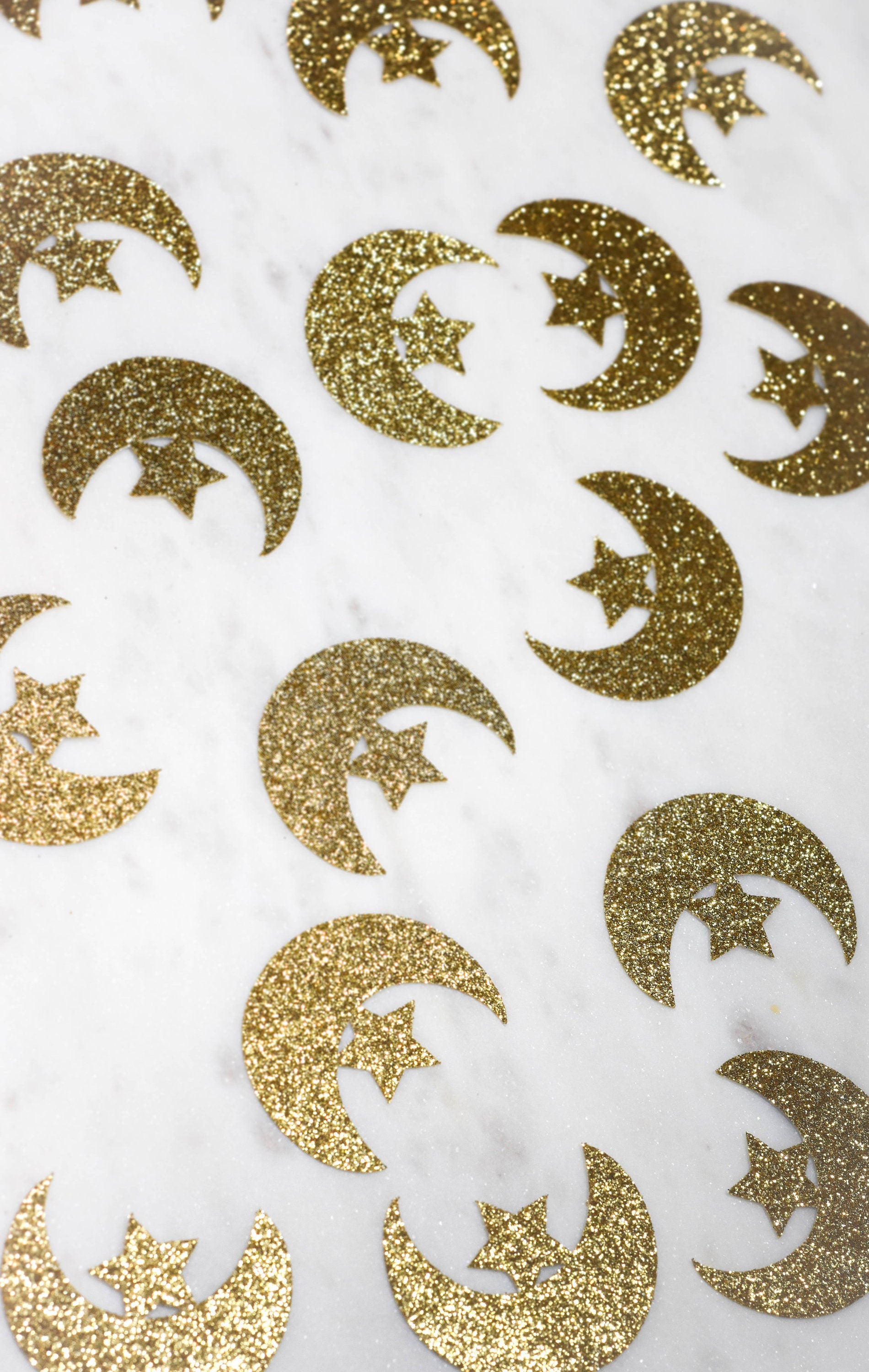 Ramadan confetti, Set of 42 moon and star confetti, Eid confetti, Ramadan and Eid table decoration