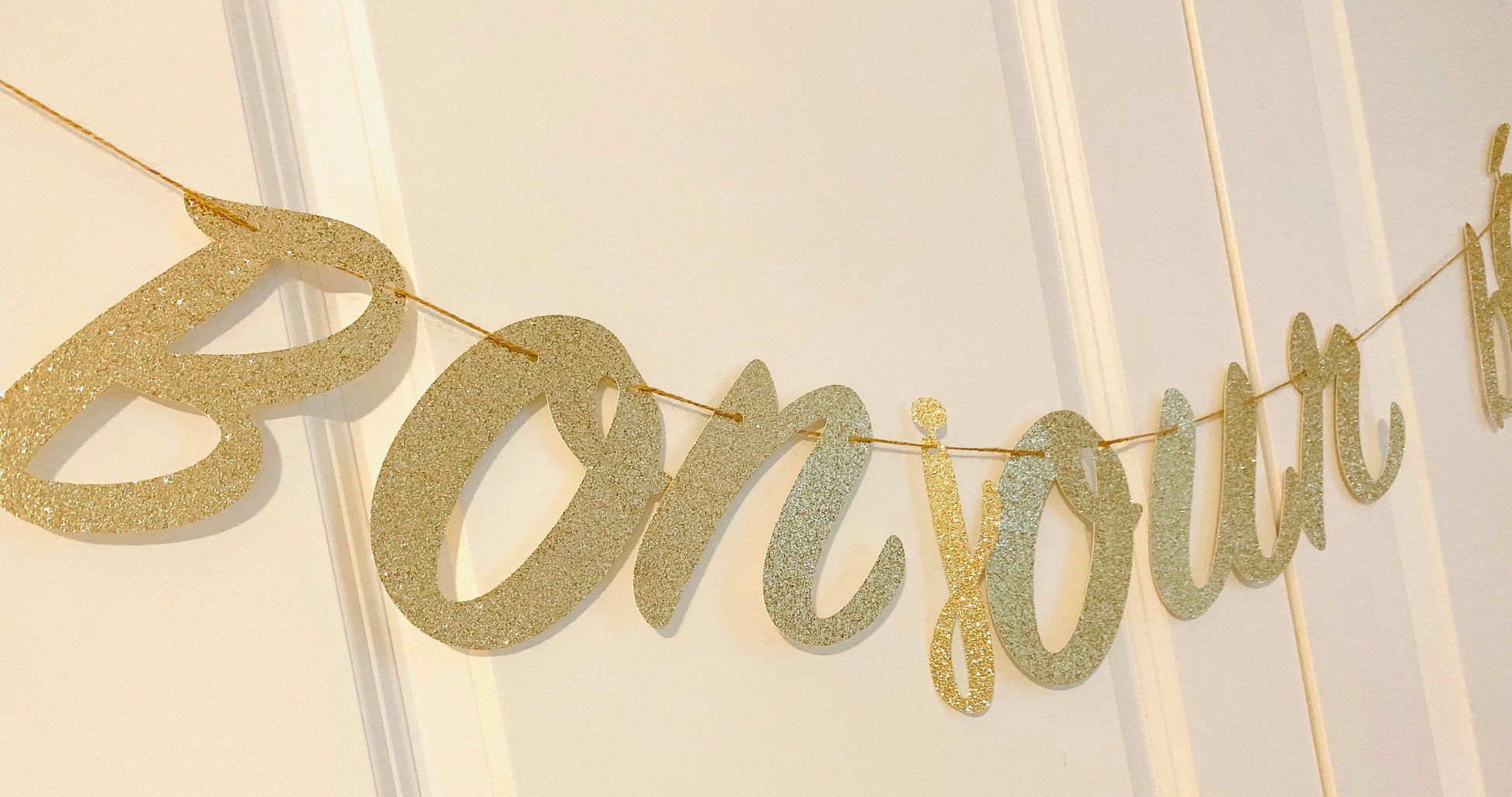 Bonjour Bebe glitter gold banner, french baby shower decoration, Eiffel Tower shower (Gold)