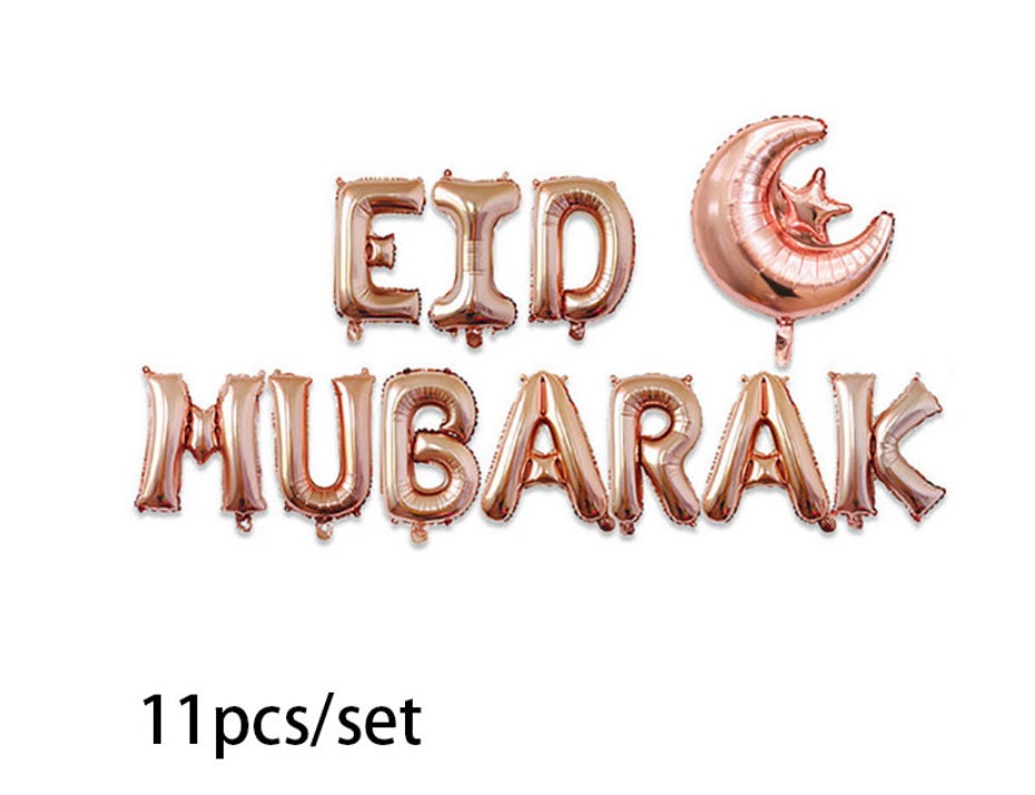 Eid Mubarak Balloon Banner With Crescent
