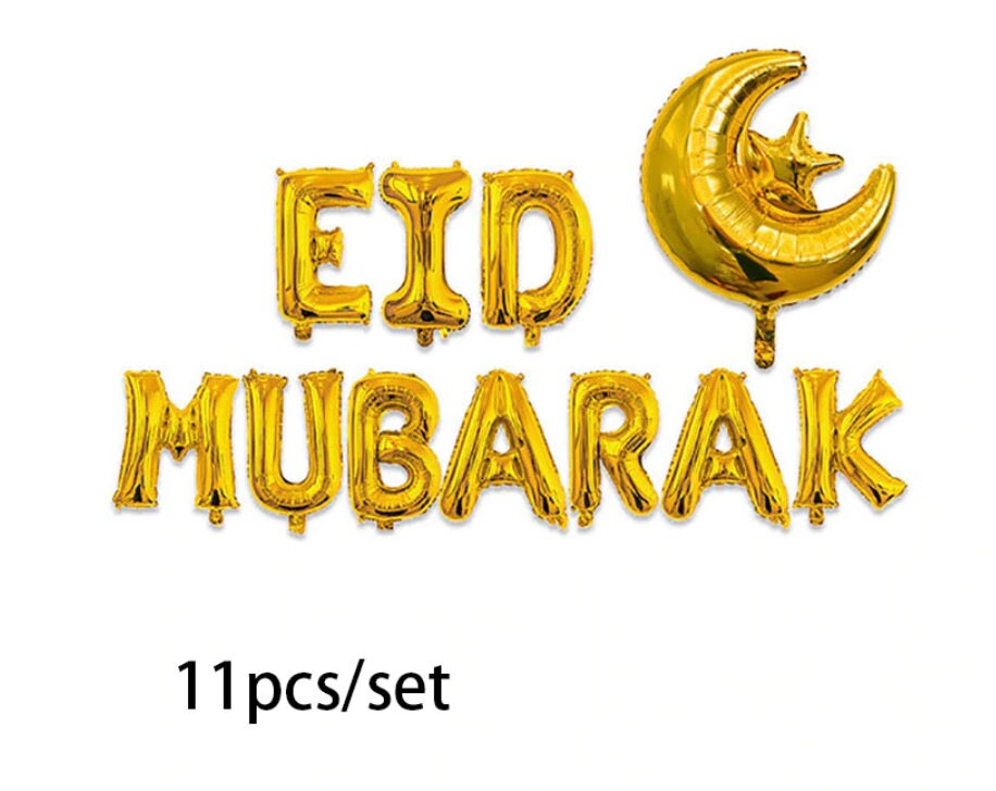 Eid Mubarak Balloon Banner With Crescent
