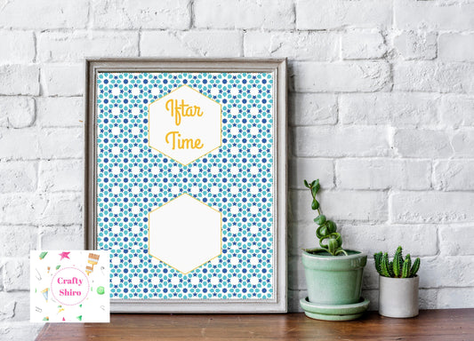 Ramadan Iftar poster, Ramadan decoration, Ramadan schedule, Ramadan mubarak iftar time poster, size 8.5X11 - PRINTED