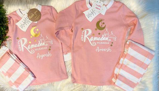 Personalized Ramadan mubarak kids pjs ramadan pj ramadan for kids SHORT SLEEVED ramadan/eid pajamas