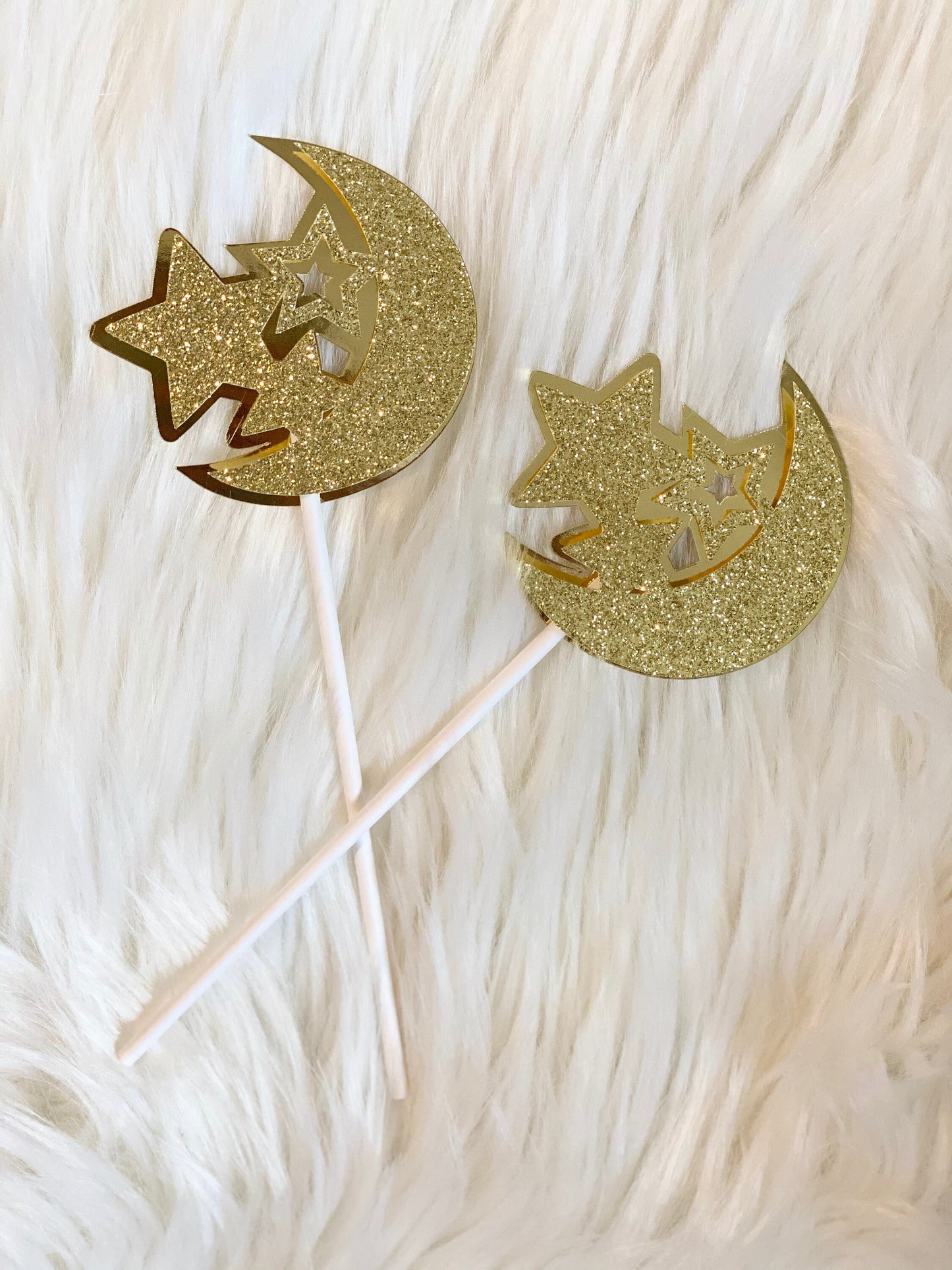 Ramadan star and moon cake topper, ramadan cake topper, ramadan gifts - Set of 10