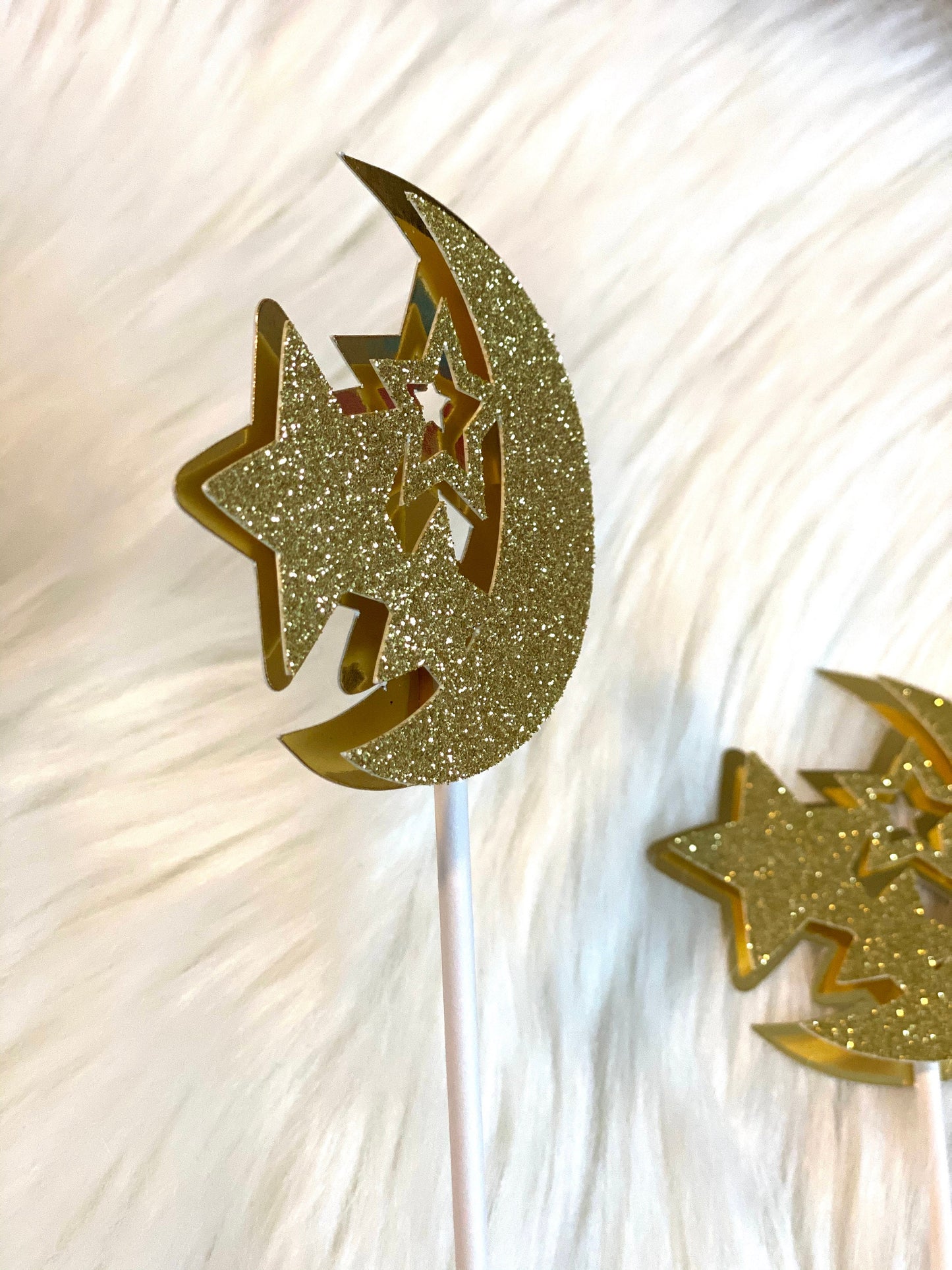 Ramadan star and moon cake topper, ramadan cake topper, ramadan gifts - Set of 10