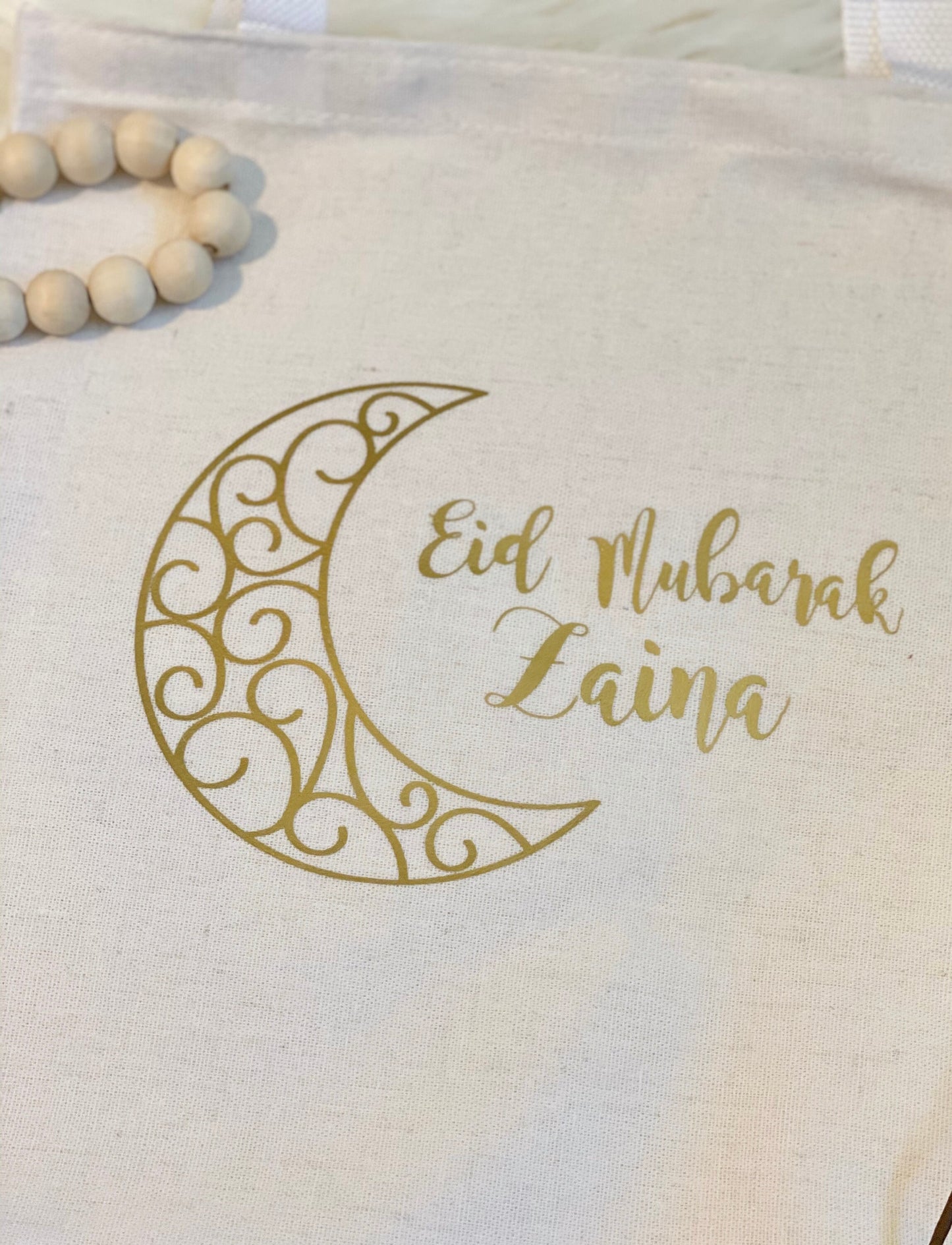 Eid mubarak gift bag - eid mubarak tote bag - eid mubarak favor bag - eid bag - eidi- BEADS NOT INCLUDED