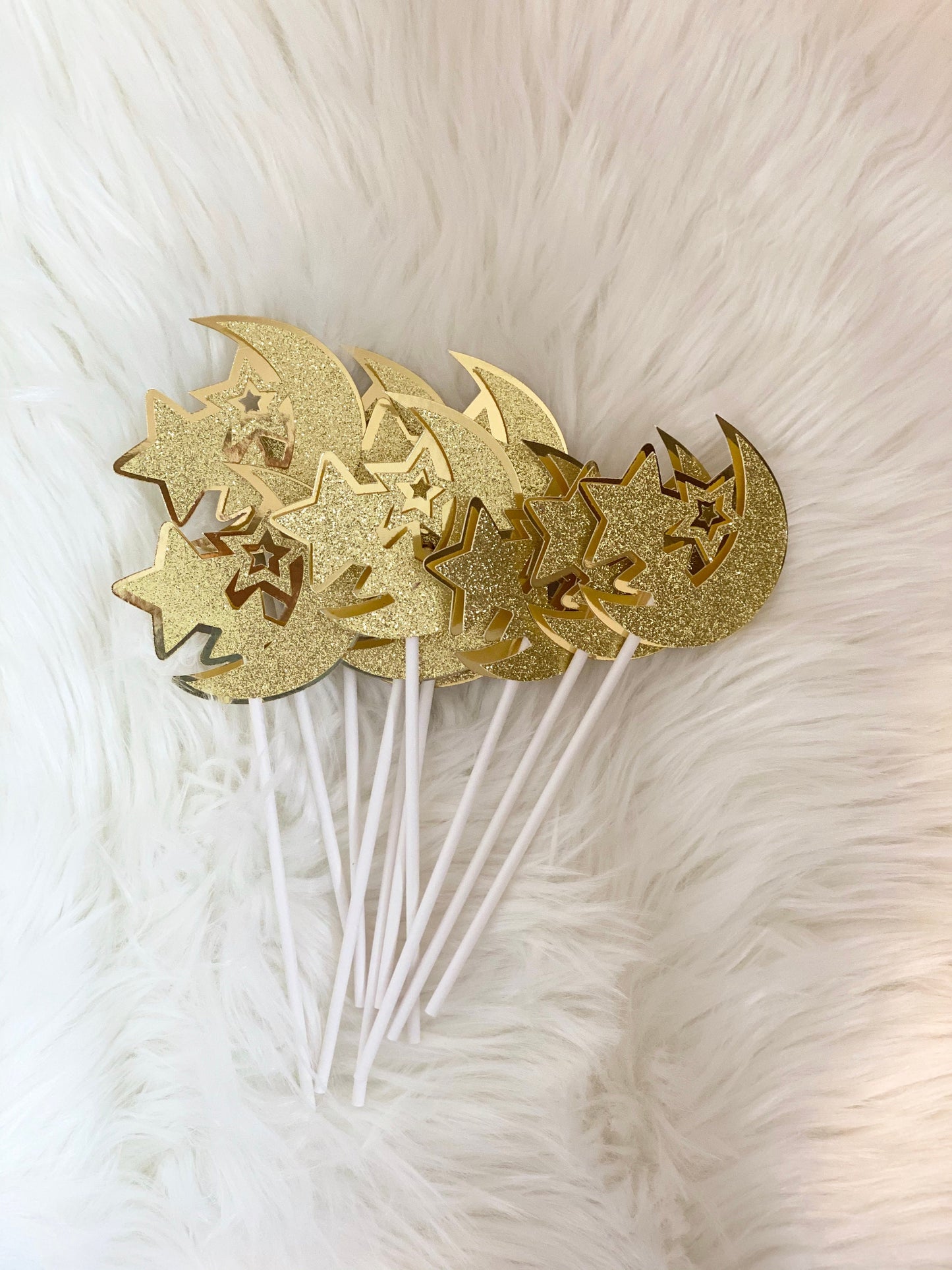 Ramadan star and moon cake topper, ramadan cake topper, ramadan gifts - Set of 10