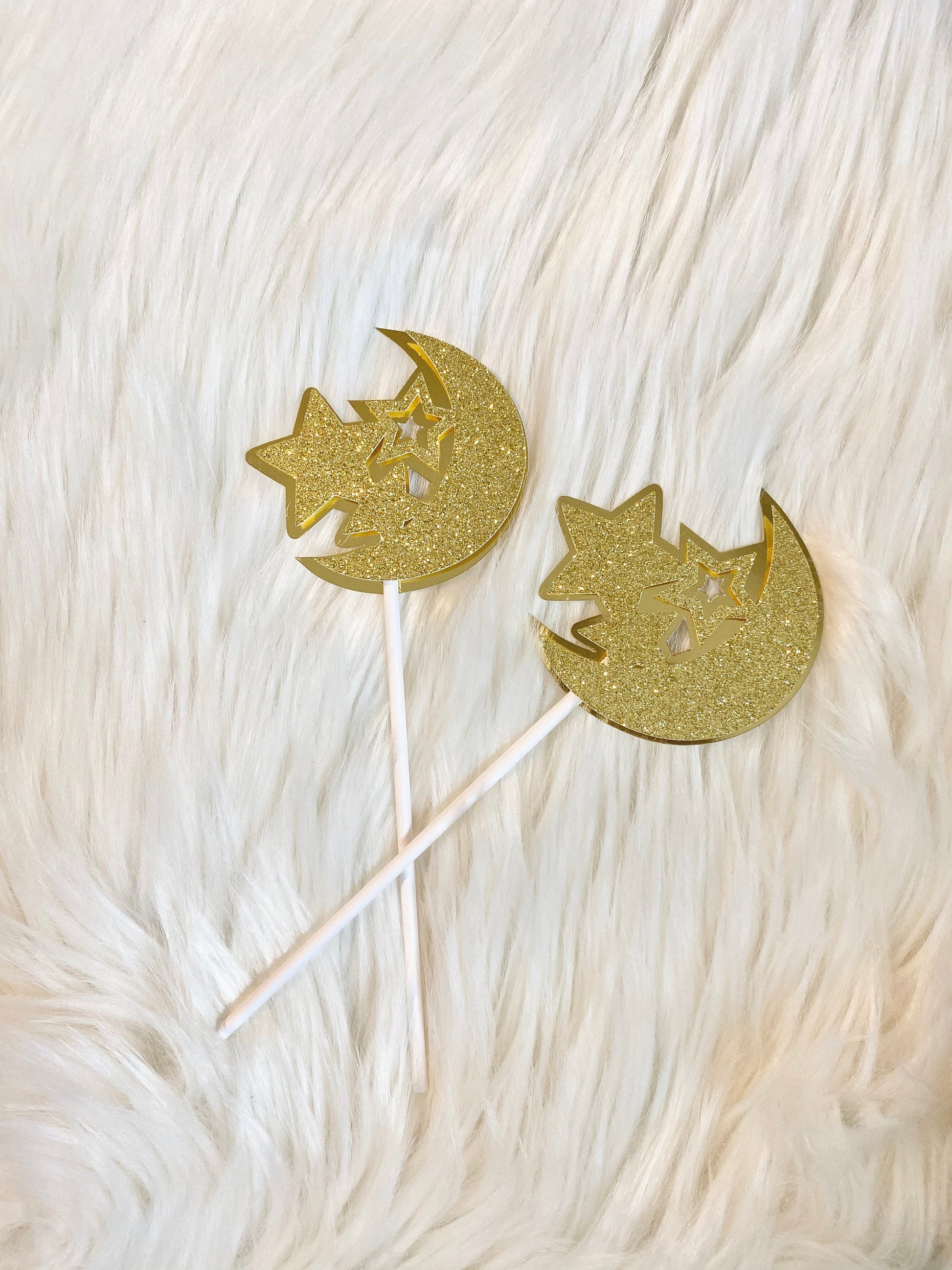 Ramadan star and moon cake topper, ramadan cake topper, ramadan gifts - Set of 10