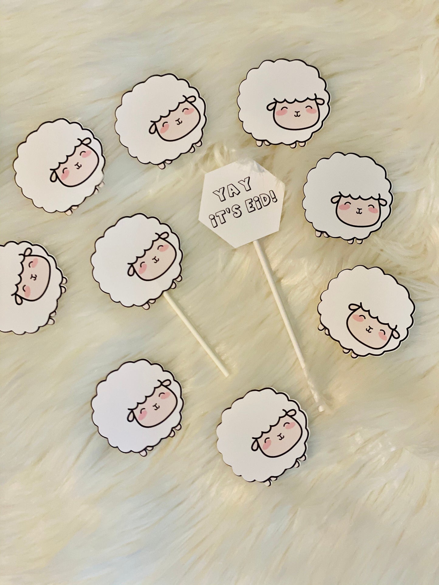 Eid Adha sheep cupcake toppers set of 12 Little Sheep Cupcake Toppers, Little Lamb Birthday Decoration Party Supplies,Baby Shower Theme