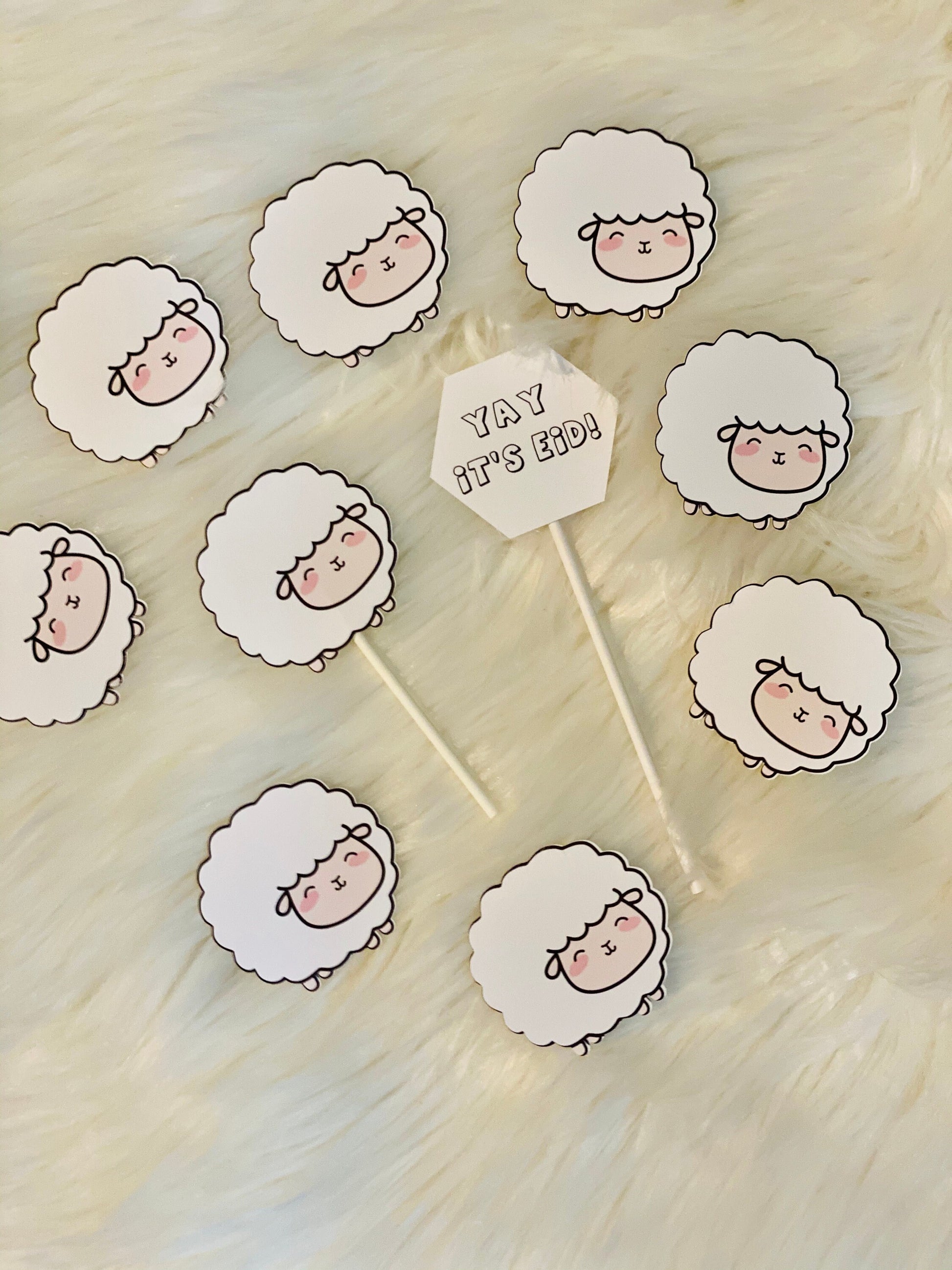 Eid Adha sheep cupcake toppers set of 12 Little Sheep Cupcake Toppers, Little Lamb Birthday Decoration Party Supplies,Baby Shower Theme