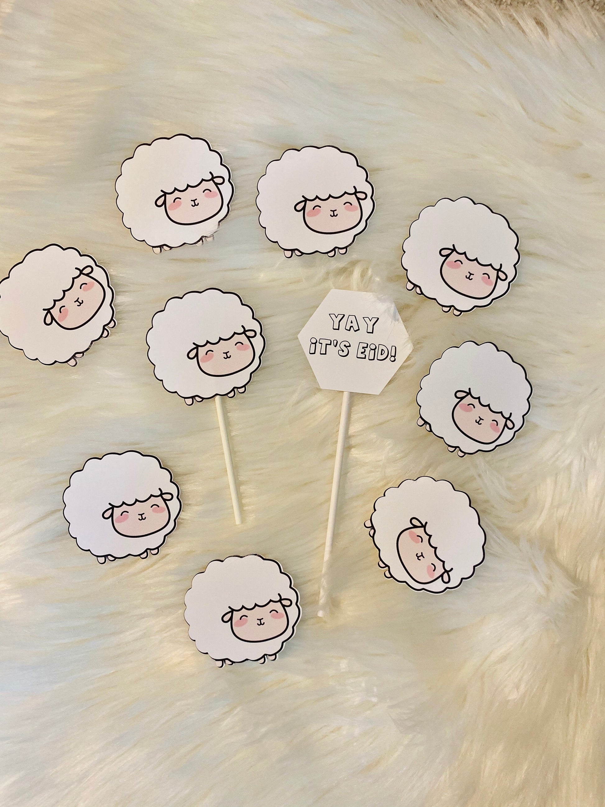 Eid Adha sheep cupcake toppers set of 12 Little Sheep Cupcake Toppers, Little Lamb Birthday Decoration Party Supplies,Baby Shower Theme