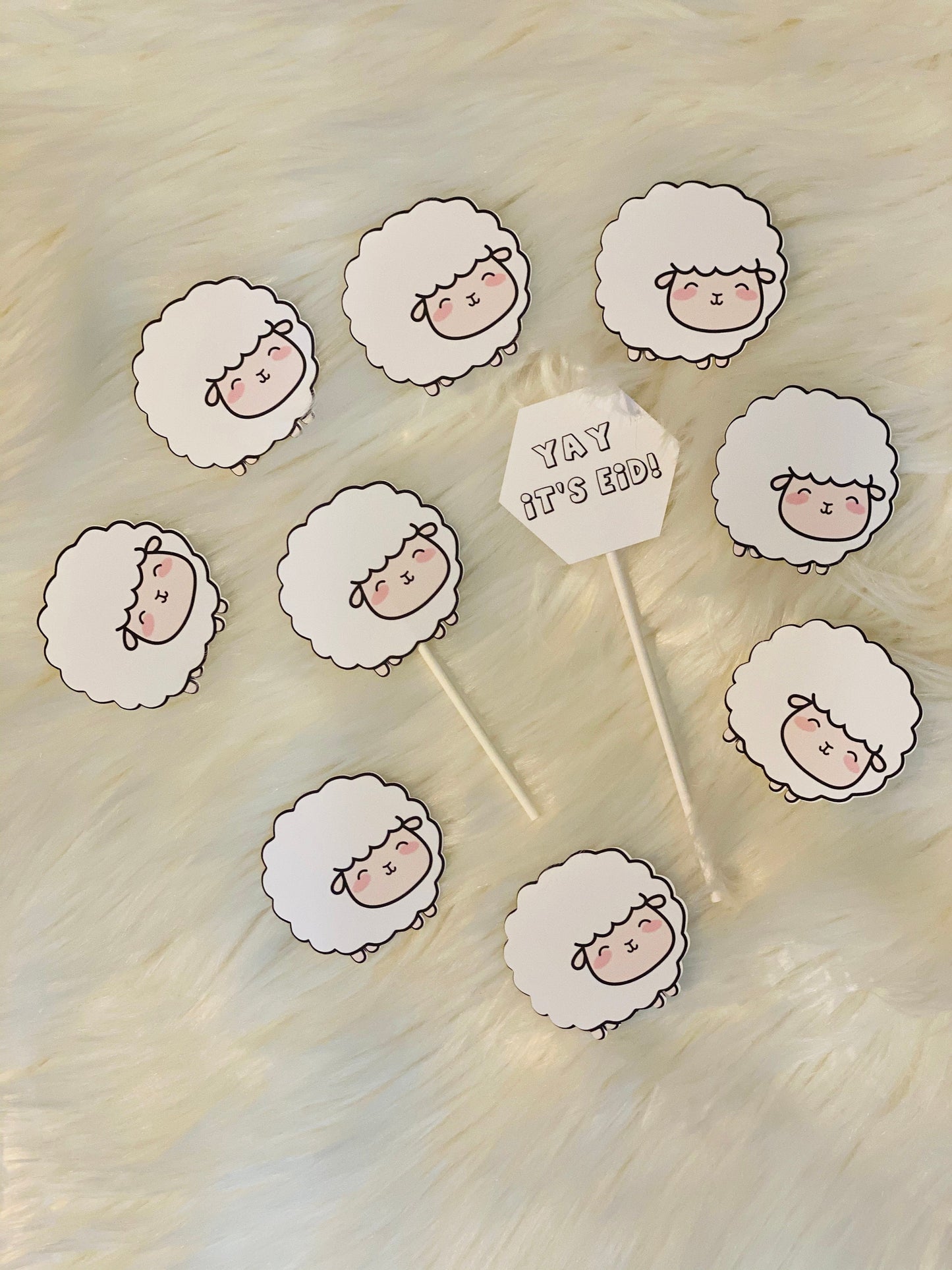 Eid Adha sheep cupcake toppers set of 12 Little Sheep Cupcake Toppers, Little Lamb Birthday Decoration Party Supplies,Baby Shower Theme