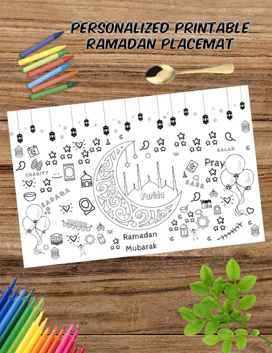 Ramadan Placemats, Ramadan basket Filler, Personalized Ramadan Coloring Printable Placemats, Ramadan Place Cards DIGITAL DOWNLOAD