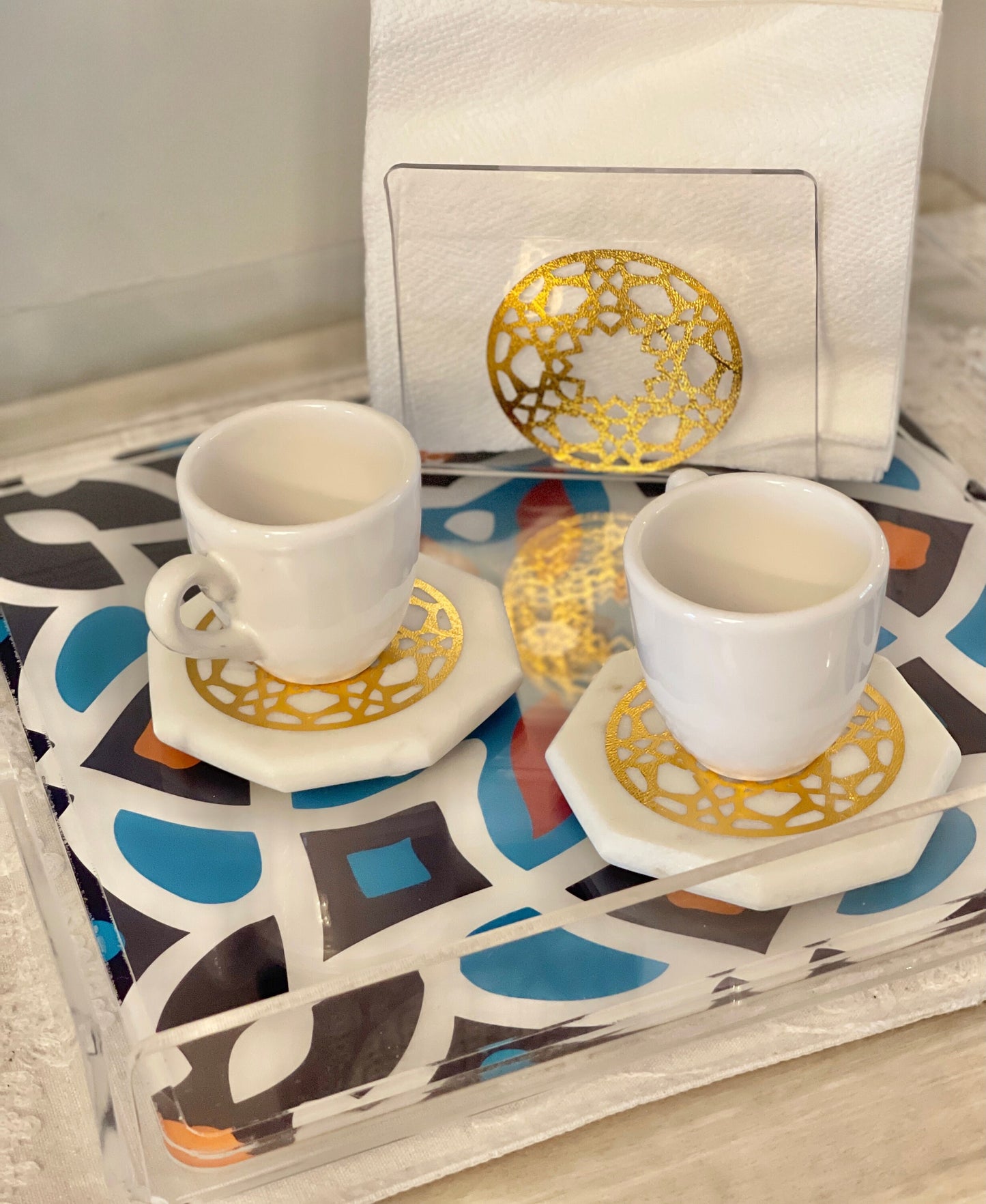 Arabic napkin holder - acrylic napkin holder with islamic round design