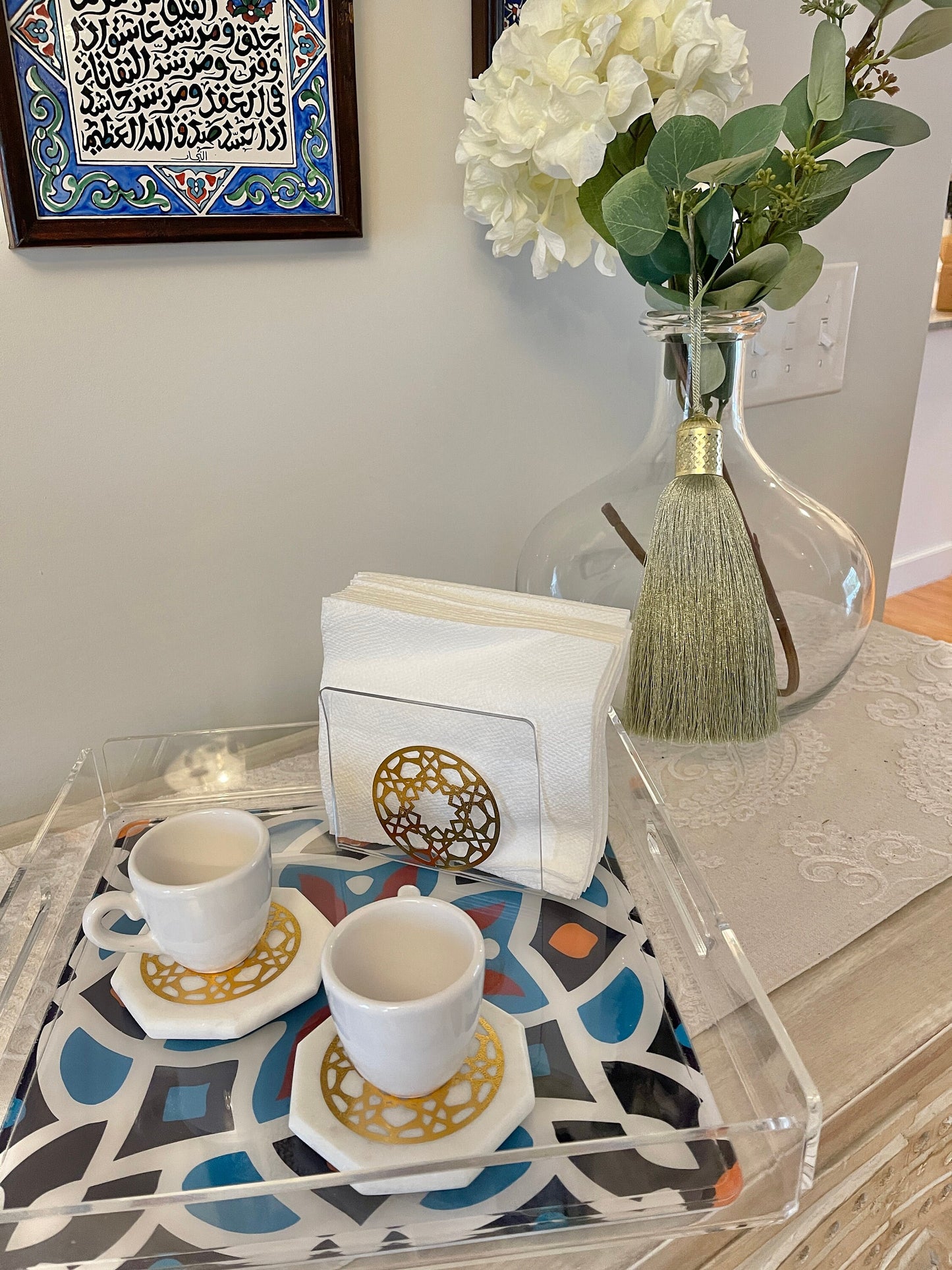 Arabic napkin holder - acrylic napkin holder with islamic round design