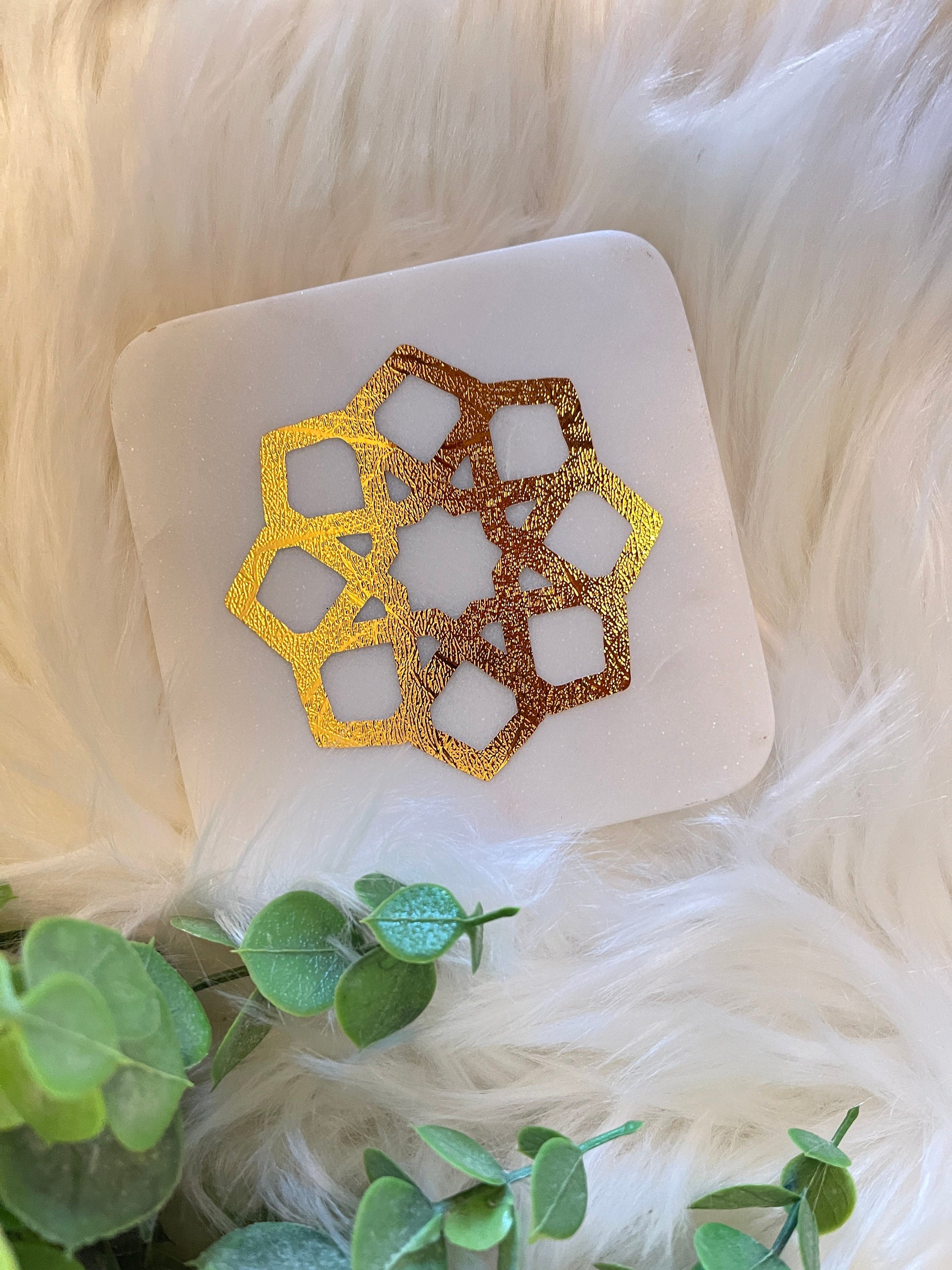 Islamic design marble coaster - square marble coaster - ramadan decoration