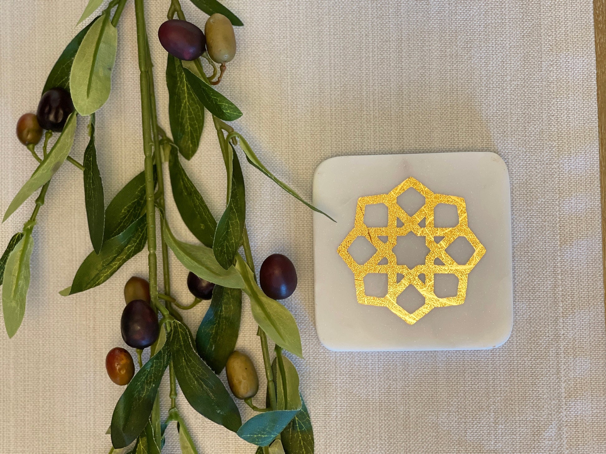 Islamic design marble coaster - square marble coaster - ramadan decoration