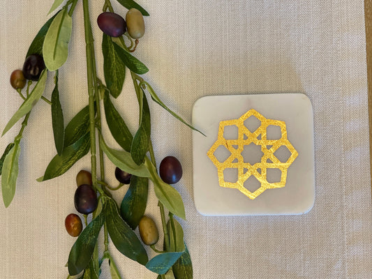 Islamic design marble coaster - square marble coaster - ramadan decoration