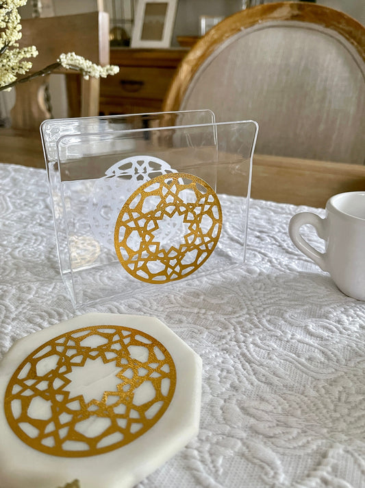 Arabic napkin holder - acrylic napkin holder with islamic round design