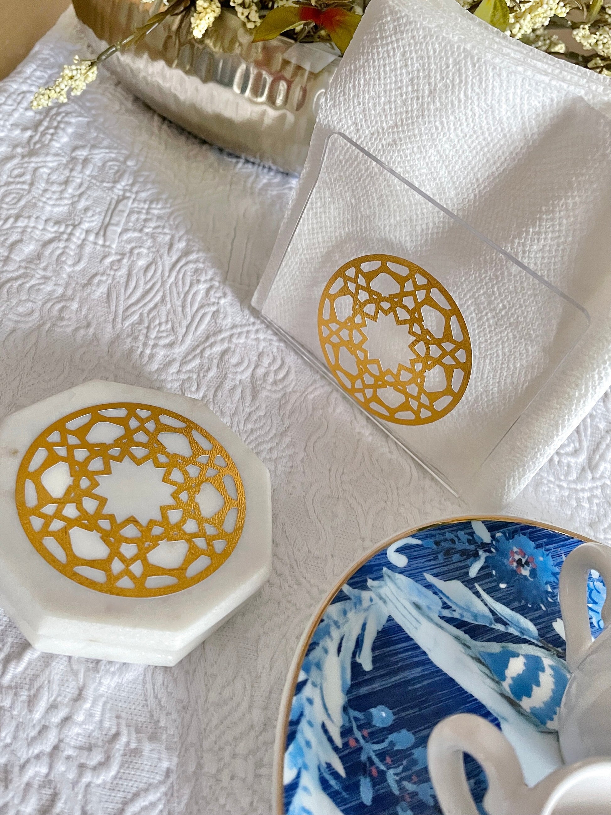 Arabic napkin holder - acrylic napkin holder with islamic round design