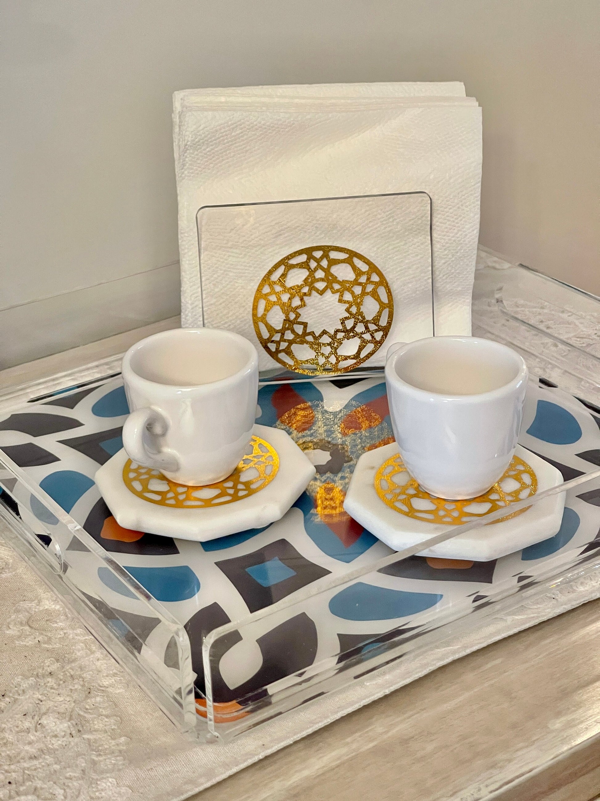 Arabic napkin holder - acrylic napkin holder with islamic round design