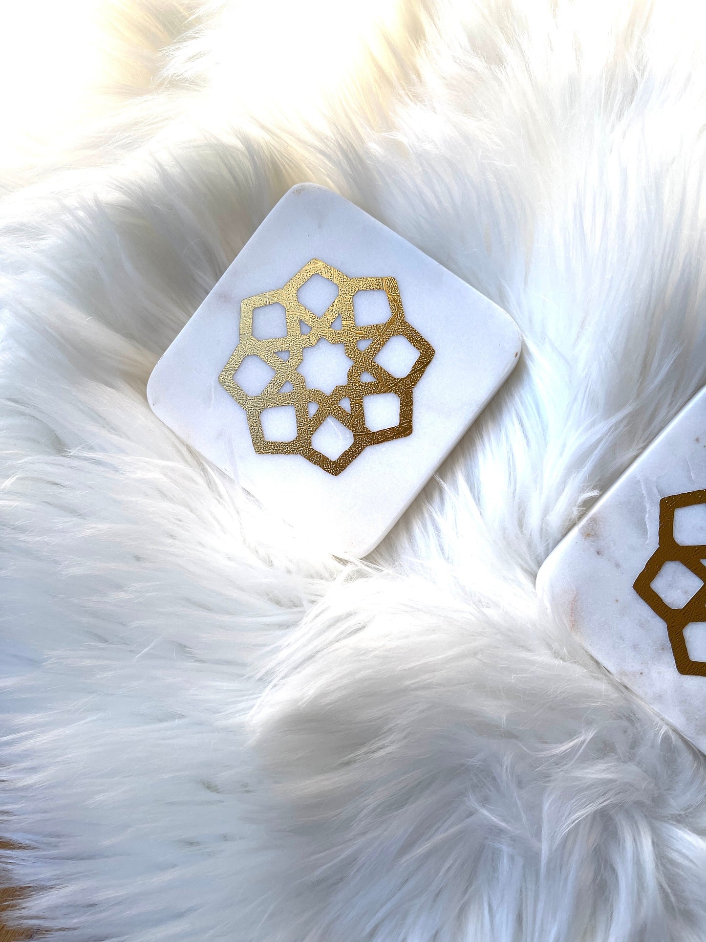 Islamic design marble coaster - square marble coaster - ramadan decoration