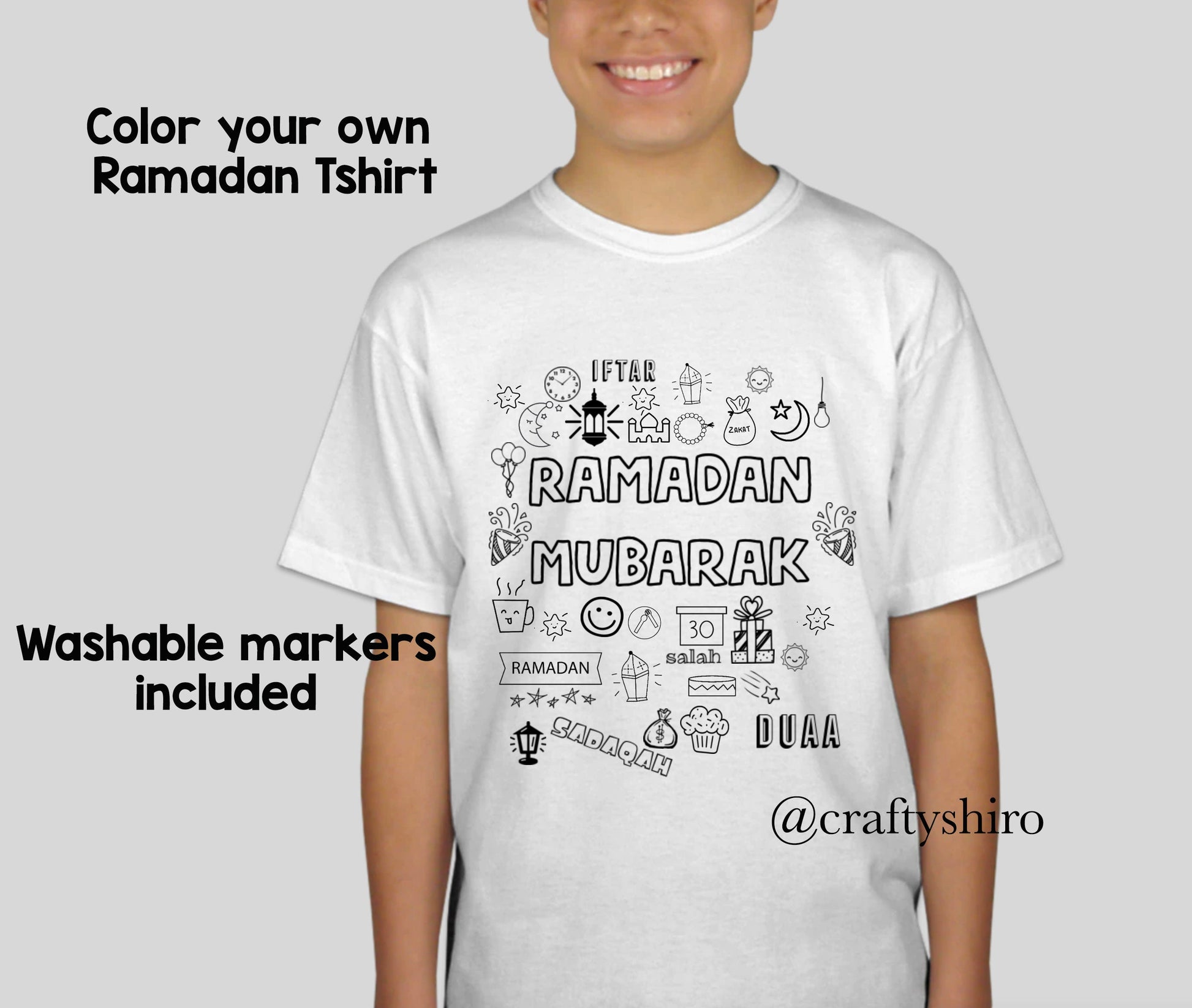 Ramadan shirt activity for kids - color your own Tshirt for ramadan islamic gift muslim shirt islamic shirt