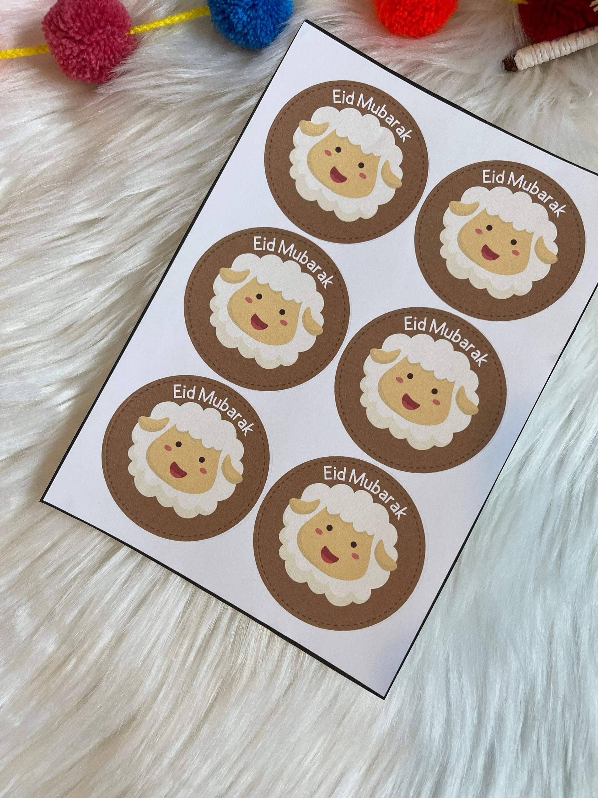 Eid Mubarak stickers - set of 6 stickers - eid aladha stickers - eid gifts - eid stickers - eid