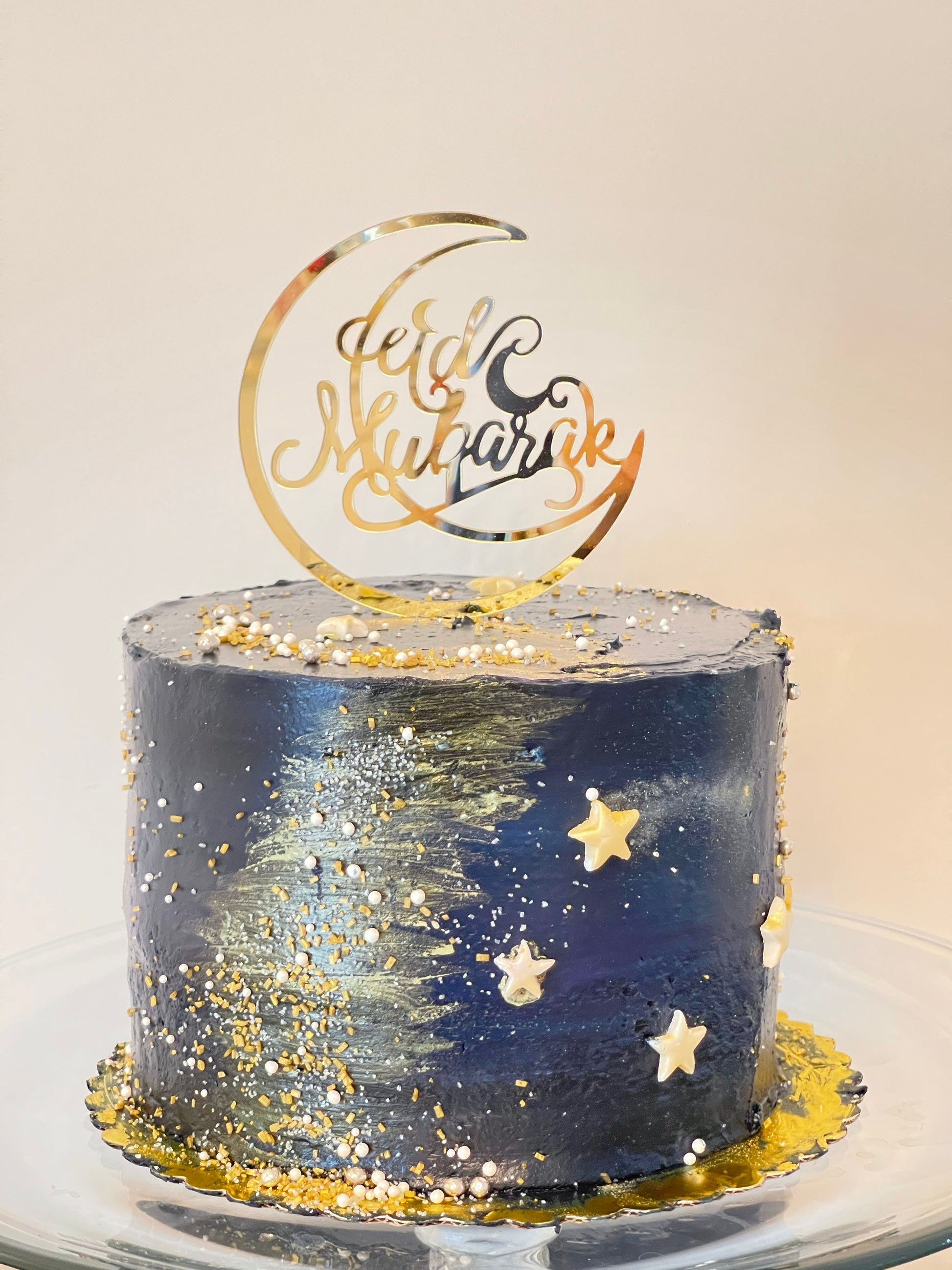 Eid Mubarak gold cake topper