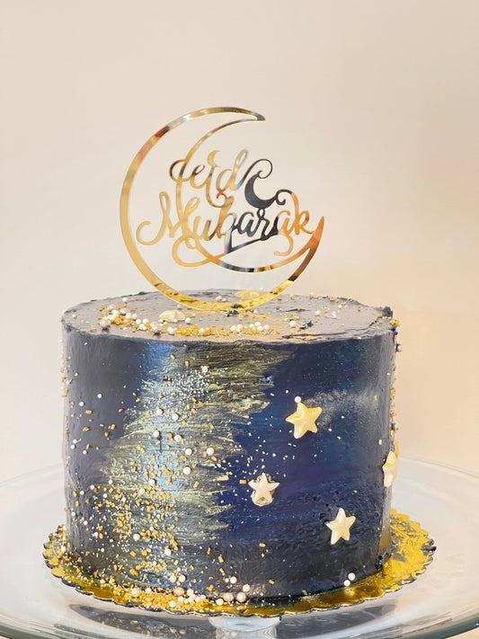 Eid Mubarak gold cake topper