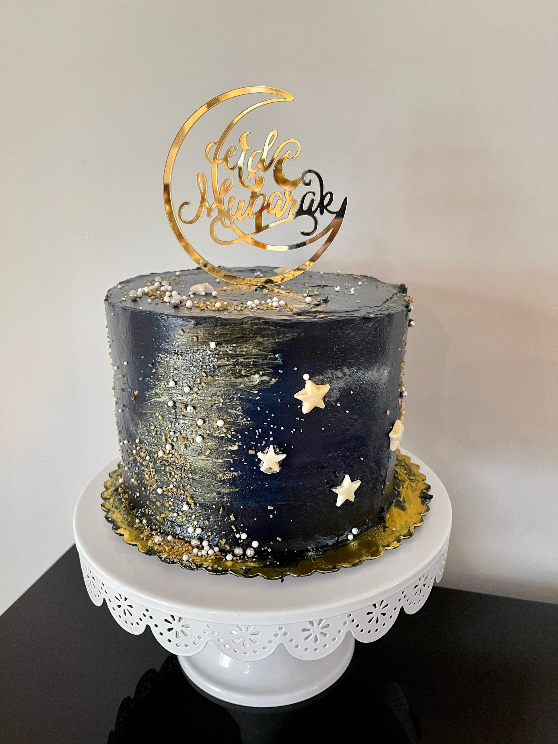 Eid Mubarak gold cake topper