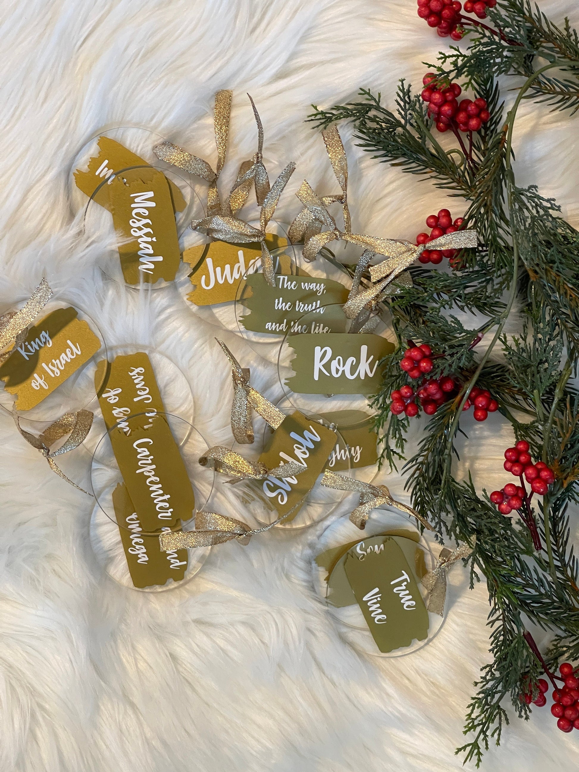 Christmas Custom Name Ornament | Acrylic Ornament | Acrylic Placecard | Custom Christmas Gift | Gift Tag | Wedding Favor | Acrylic Name Tag