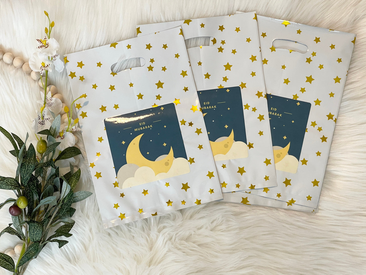 Eid Mubarak Goodie Bags Easy set of 8 Pack 10x7 Inches Eid favor bags