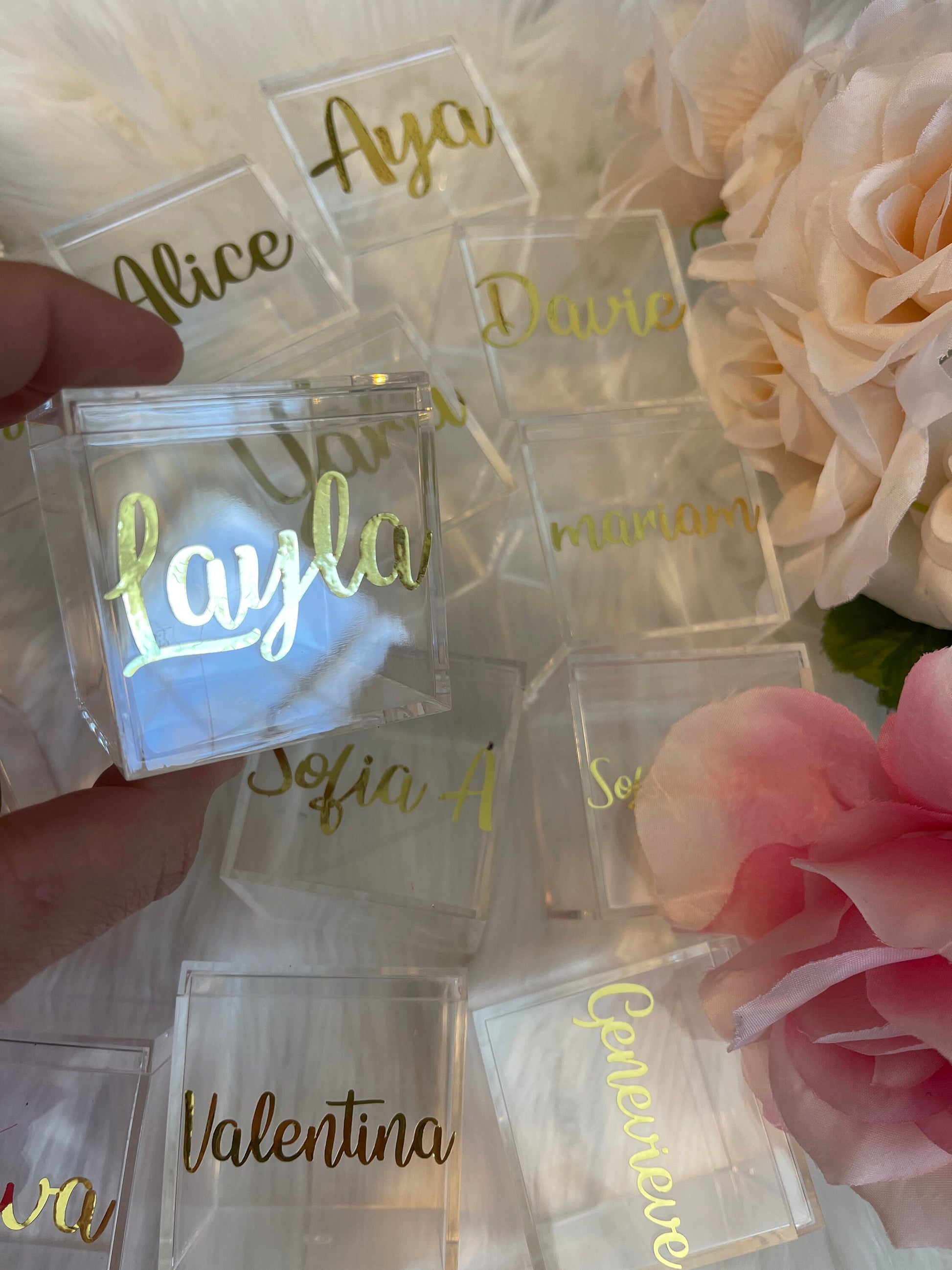 Personalized acrylic mini boxes | wedding favors | personalized favors