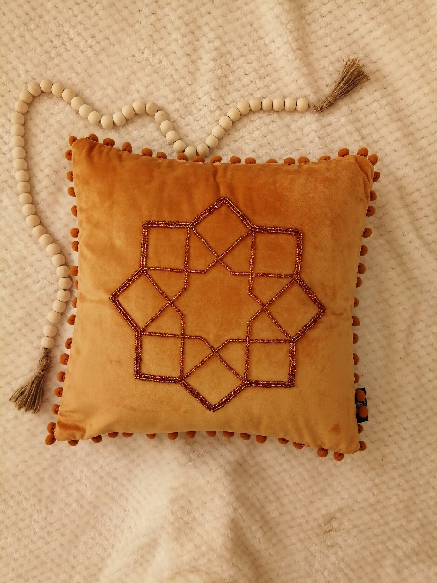 Ramadan Velvet Pillow Covers - Islamic Beaded Cushion Decor - Soft Velvet Ramadan Decoration - Islamic Design Pillowcases