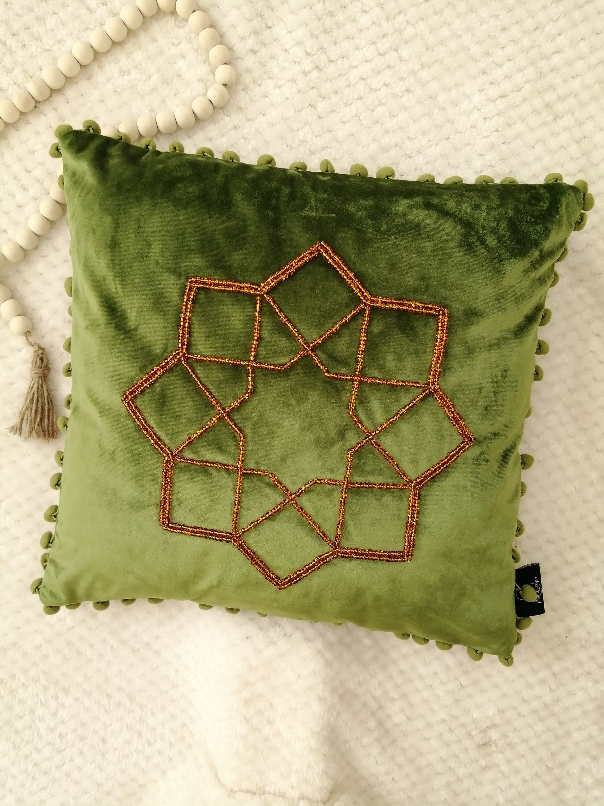 Ramadan Velvet Pillow Covers - Islamic Beaded Cushion Decor - Soft Velvet Ramadan Decoration - Islamic Design Pillowcases