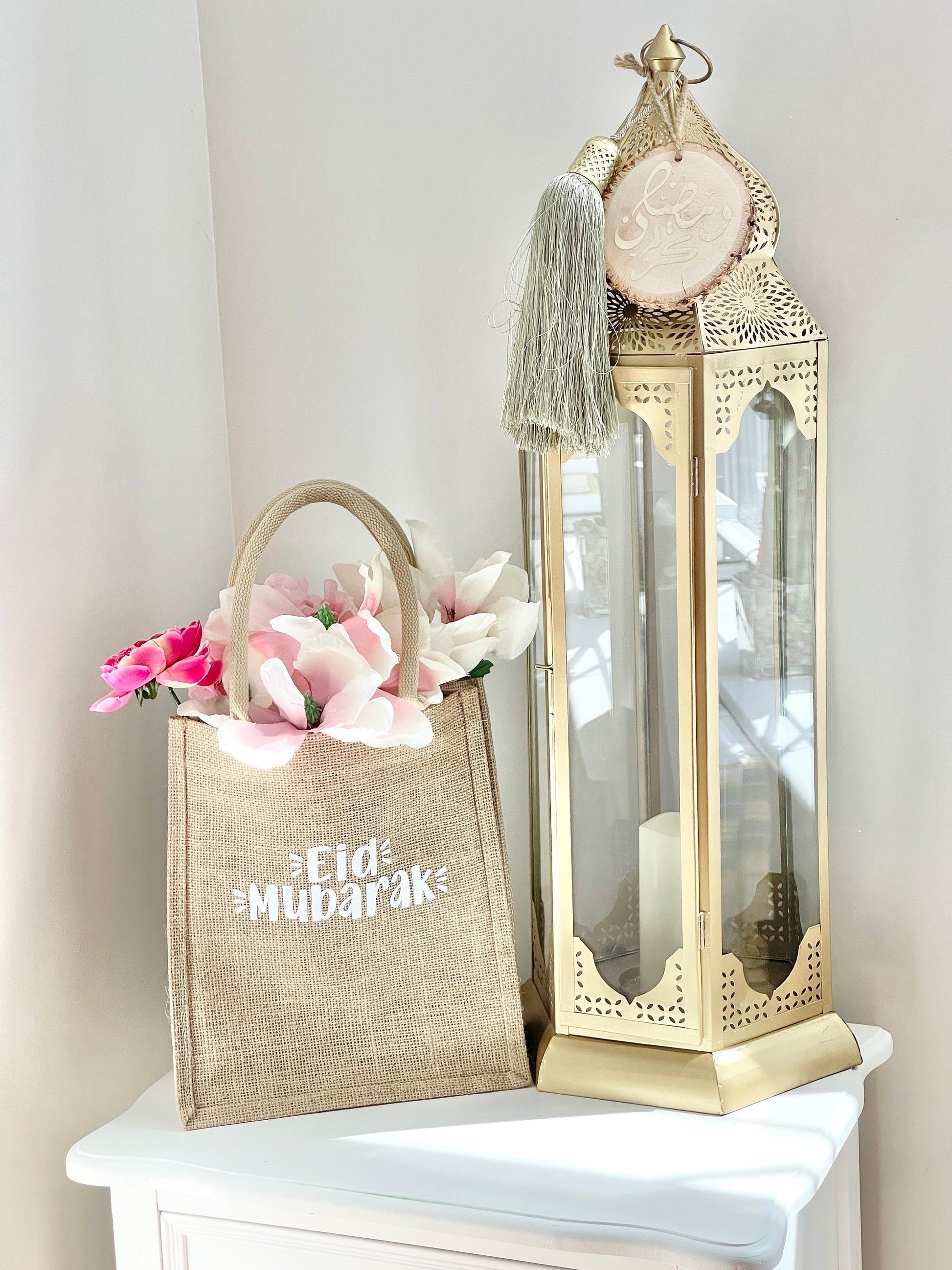 Eid Gift Bag Eid Mubarak Bag Eid Gifts Burlap Jute Reusable Canvas Gift Favors Bag with Handles