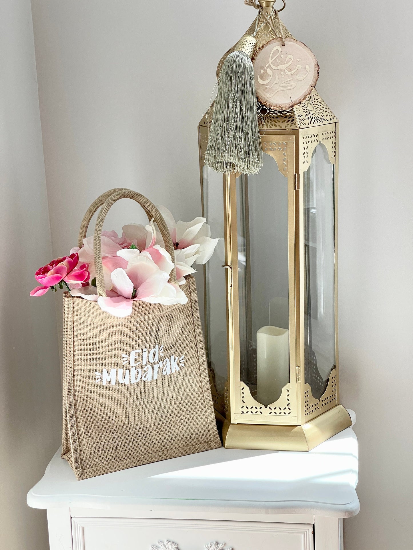 Eid Gift Bag Eid Mubarak Bag Eid Gifts Burlap Jute Reusable Canvas Gift Favors Bag with Handles