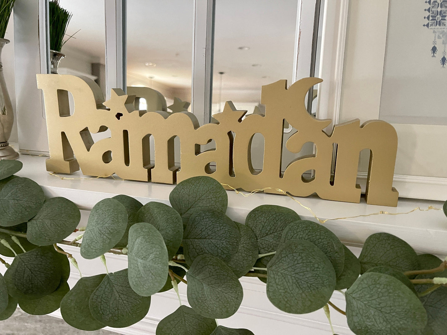 Ramadan decoration, wooden Ramadan decor, Wooden ramadan sign, Wooden Ramadan Mubarak Table Sign Decoration, Ramadan Party Decorations