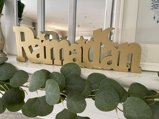 Ramadan decoration, wooden Ramadan decor, Wooden ramadan sign, Wooden Ramadan Mubarak Table Sign Decoration, Ramadan Party Decorations