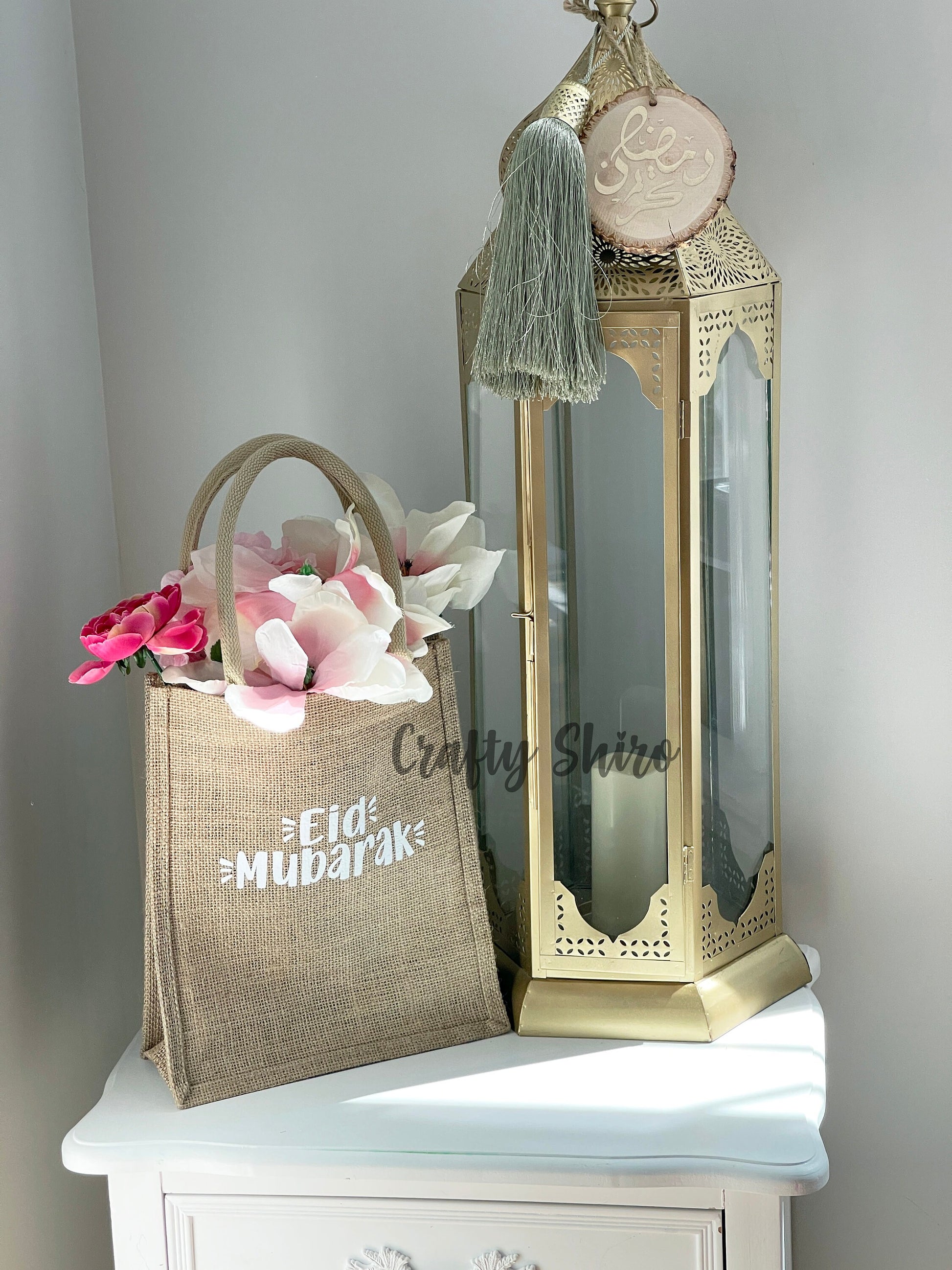 Eid Gift Bag Eid Mubarak Bag Eid Gifts Burlap Jute Reusable Canvas Gift Favors Bag with Handles