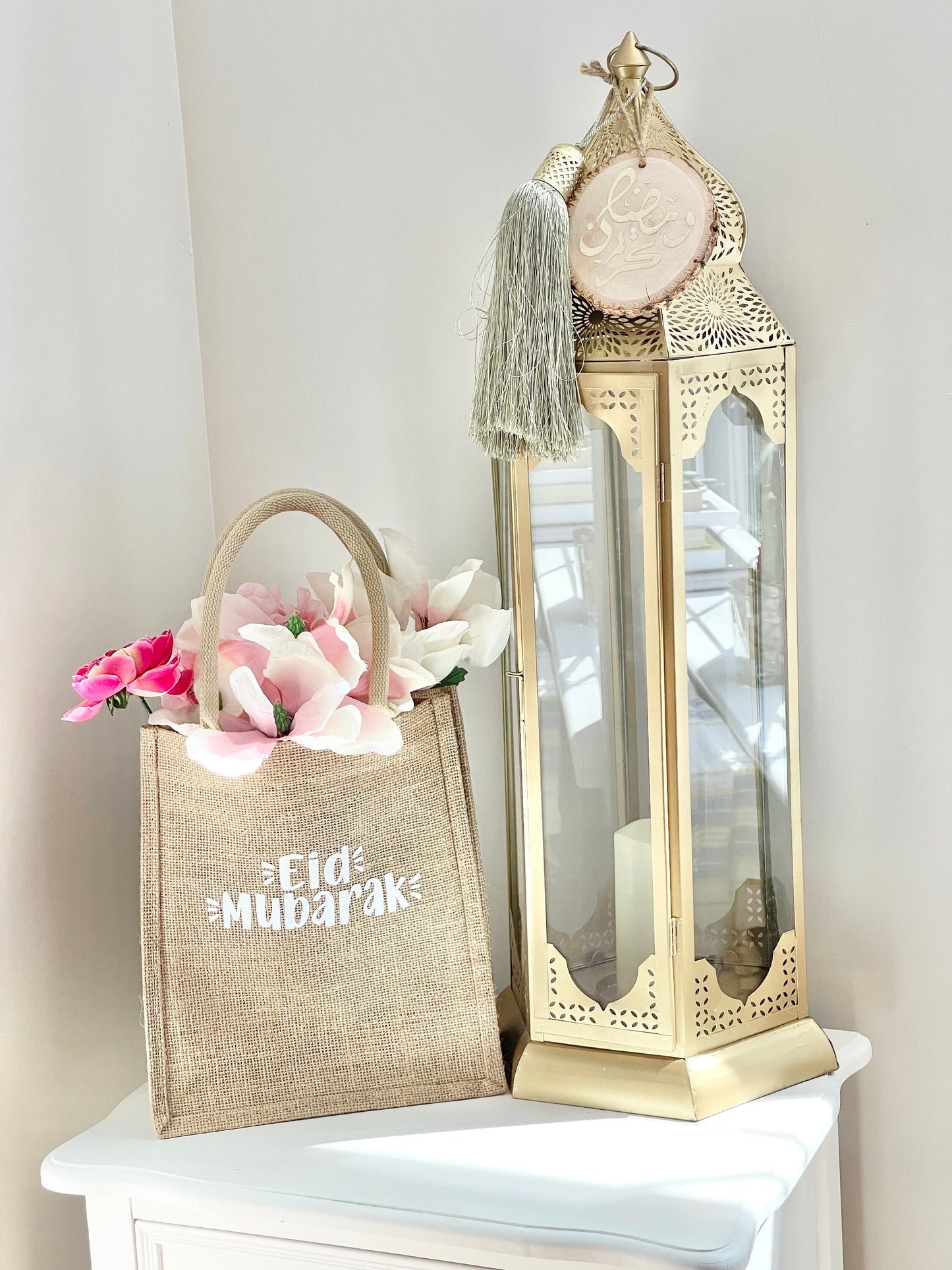 Eid Gift Bag Eid Mubarak Bag Eid Gifts Burlap Jute Reusable Canvas Gift Favors Bag with Handles