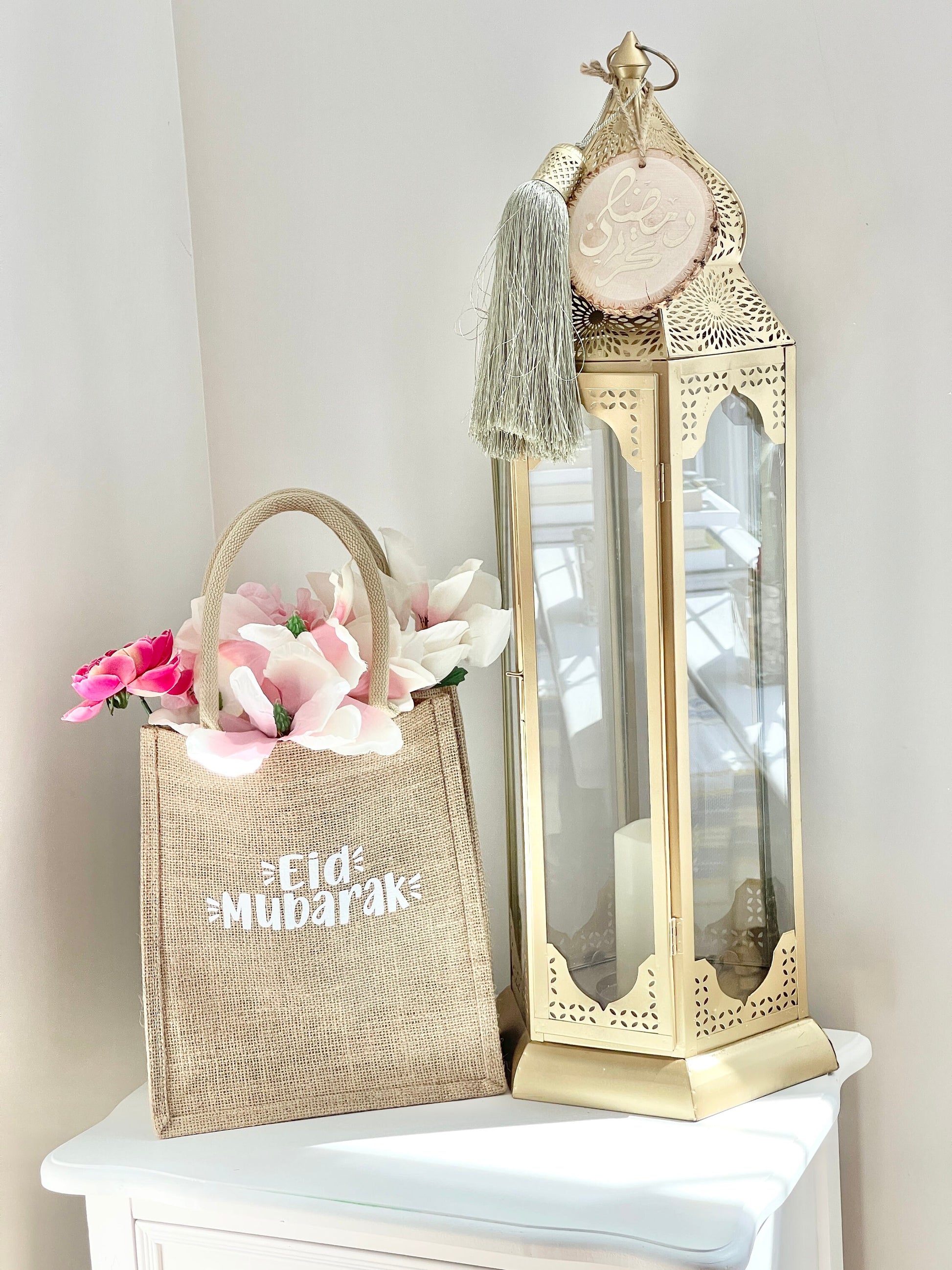 Eid Gift Bag Eid Mubarak Bag Eid Gifts Burlap Jute Reusable Canvas Gift Favors Bag with Handles