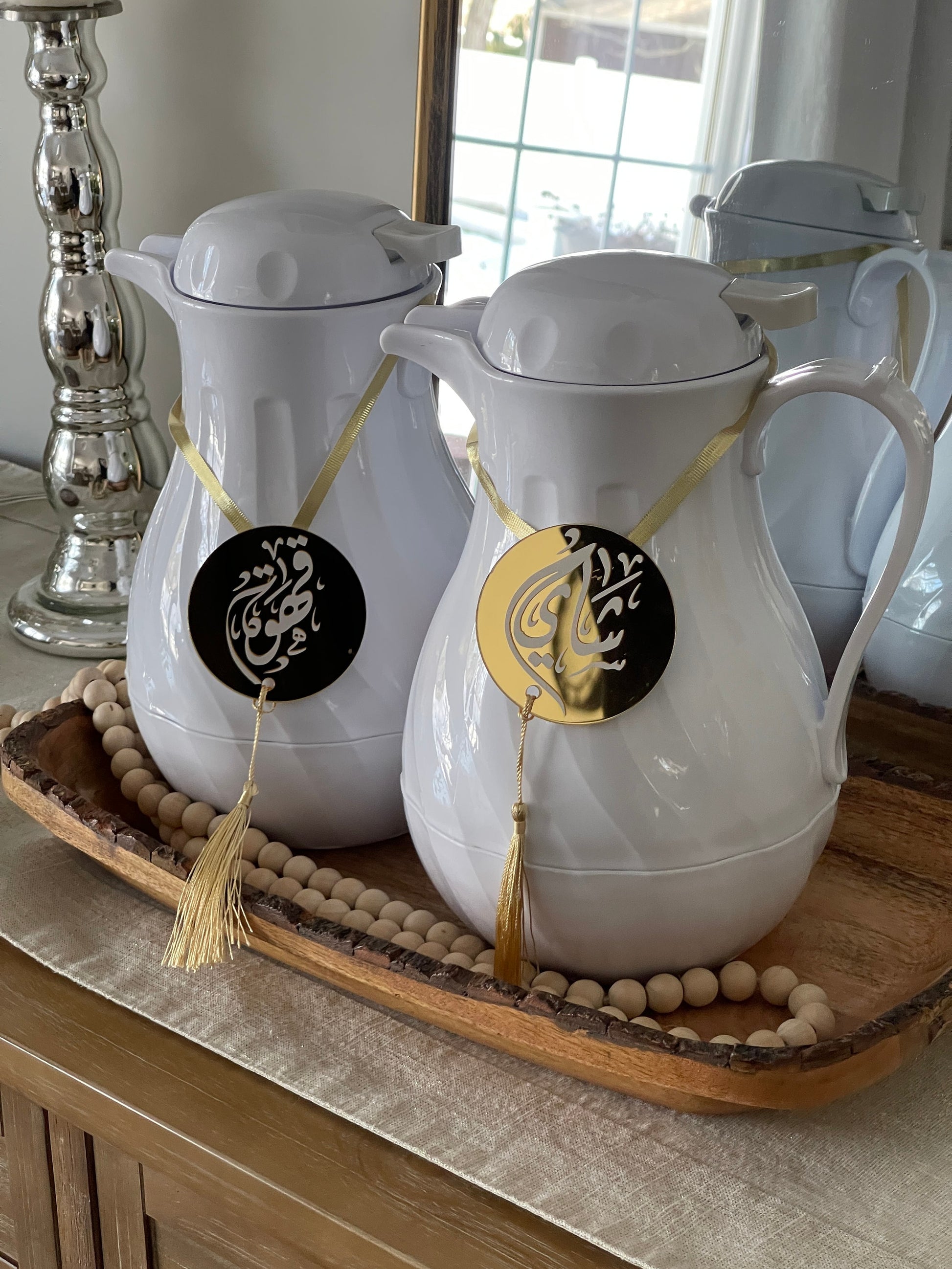 Ramadan coffee and tea acrylic tags in arabic calligraphy, ramadan decor, arabic calligraphy, arabic coffee decor, Ramadan decoration