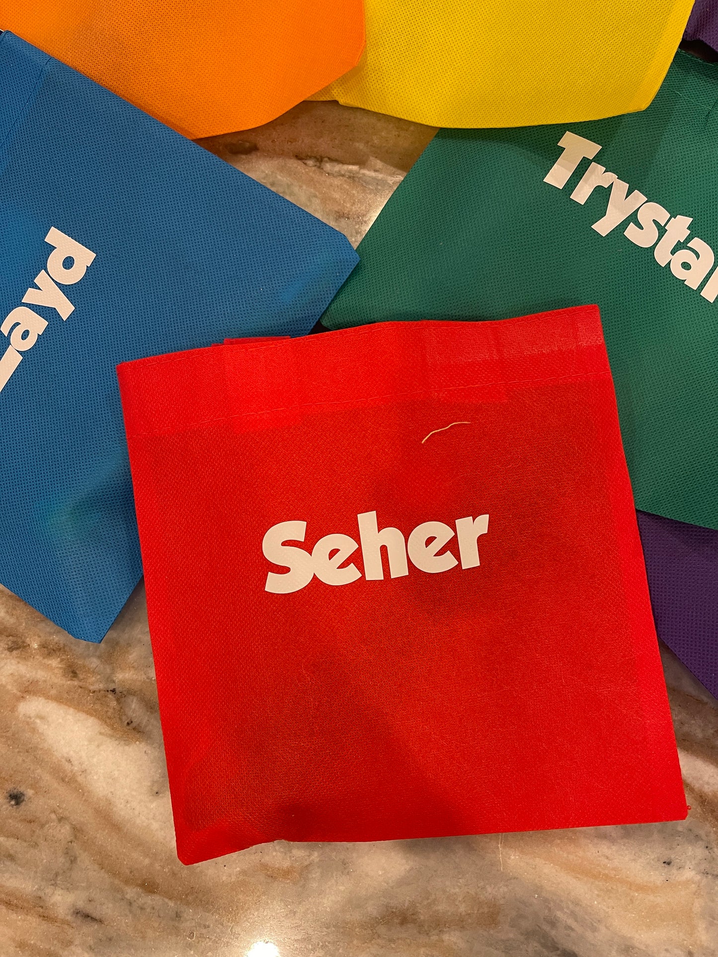 Personalized Favor bags for birthday parties, personalized bags for parties, rainbow-colored small favor bags, 8-inch tote bags - SET OF 12